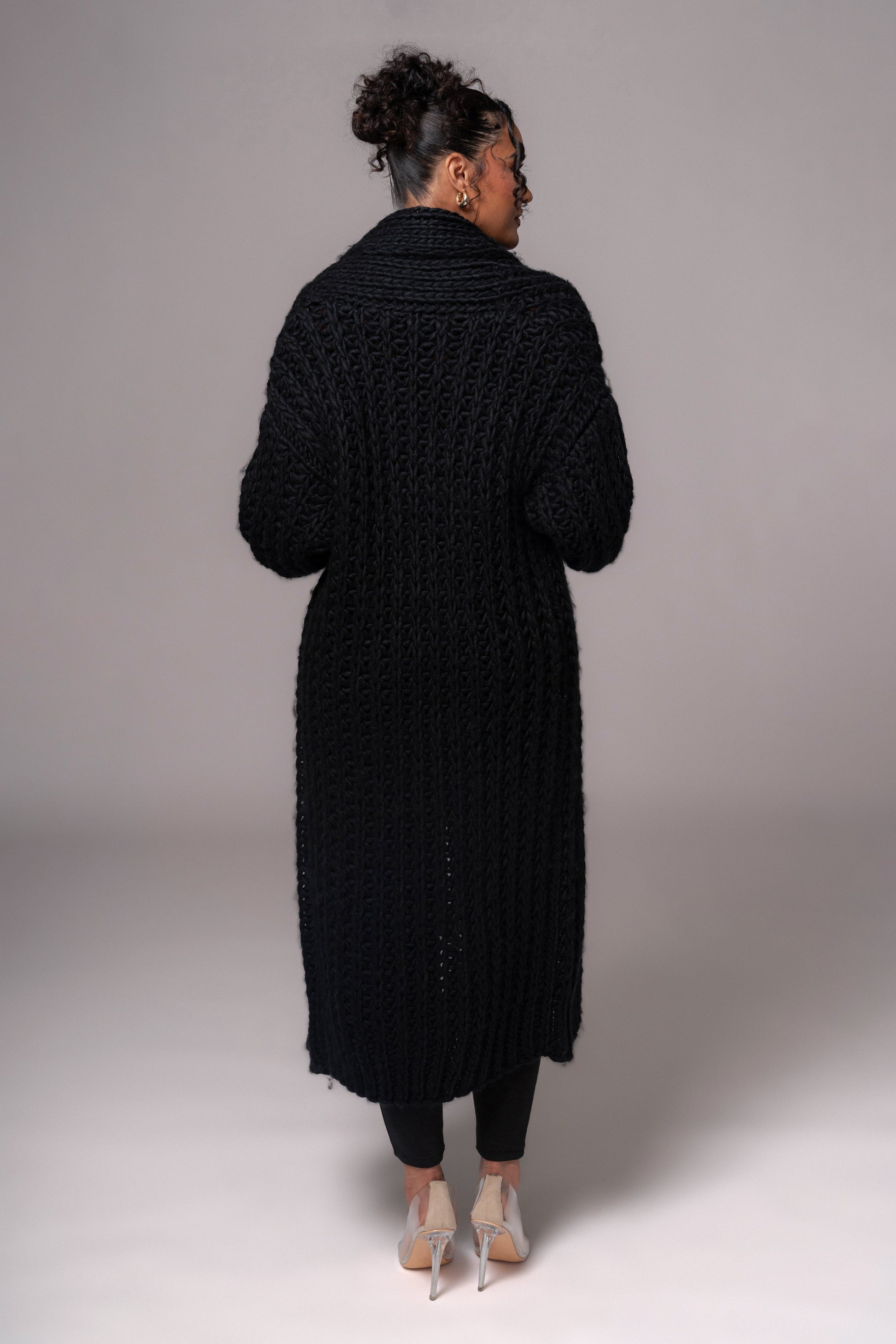 Black Hold Me Close Shawl Collar Cardigan JLUXLABEL