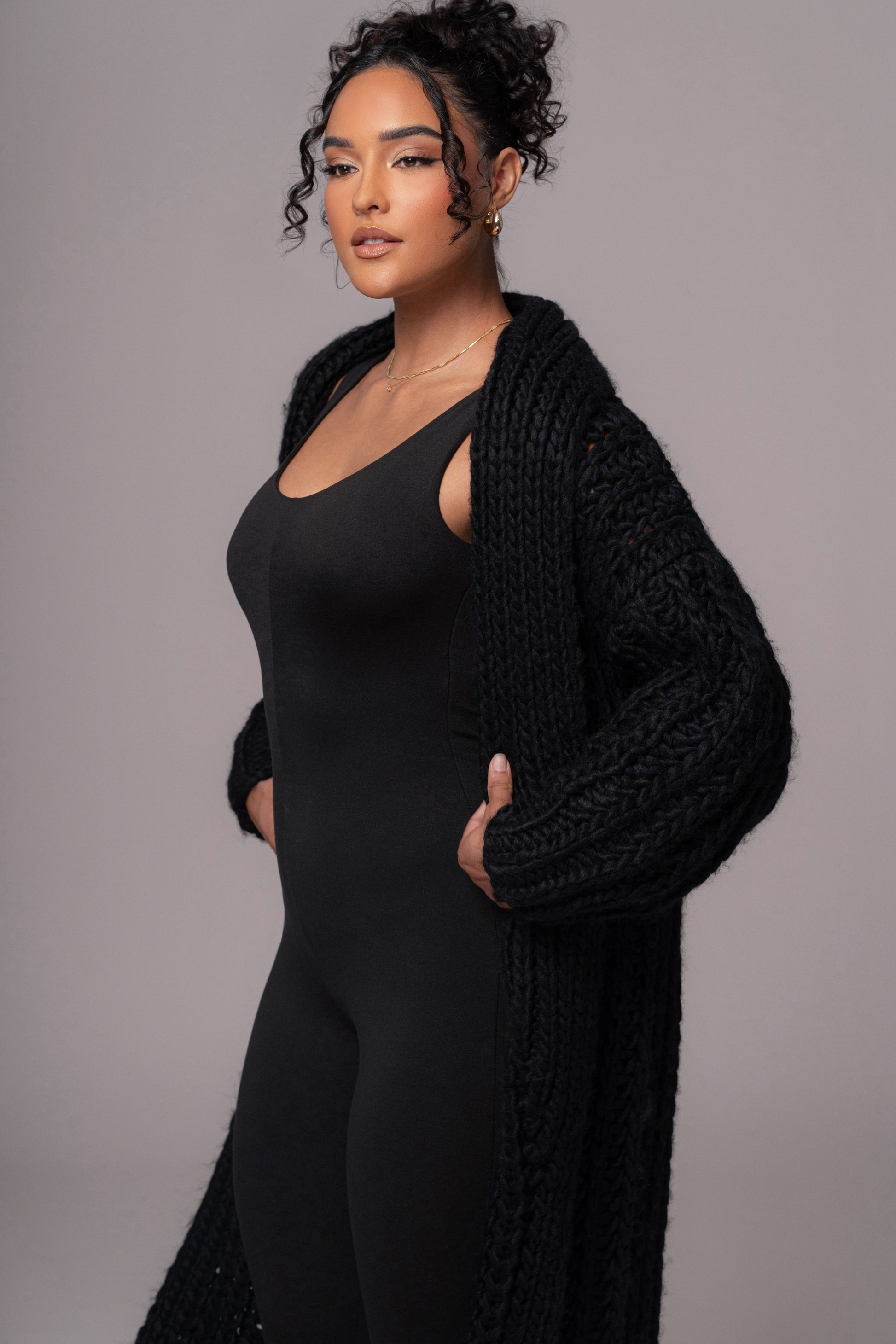 Black Hold Me Close Shawl Collar Cardigan JLUXLABEL