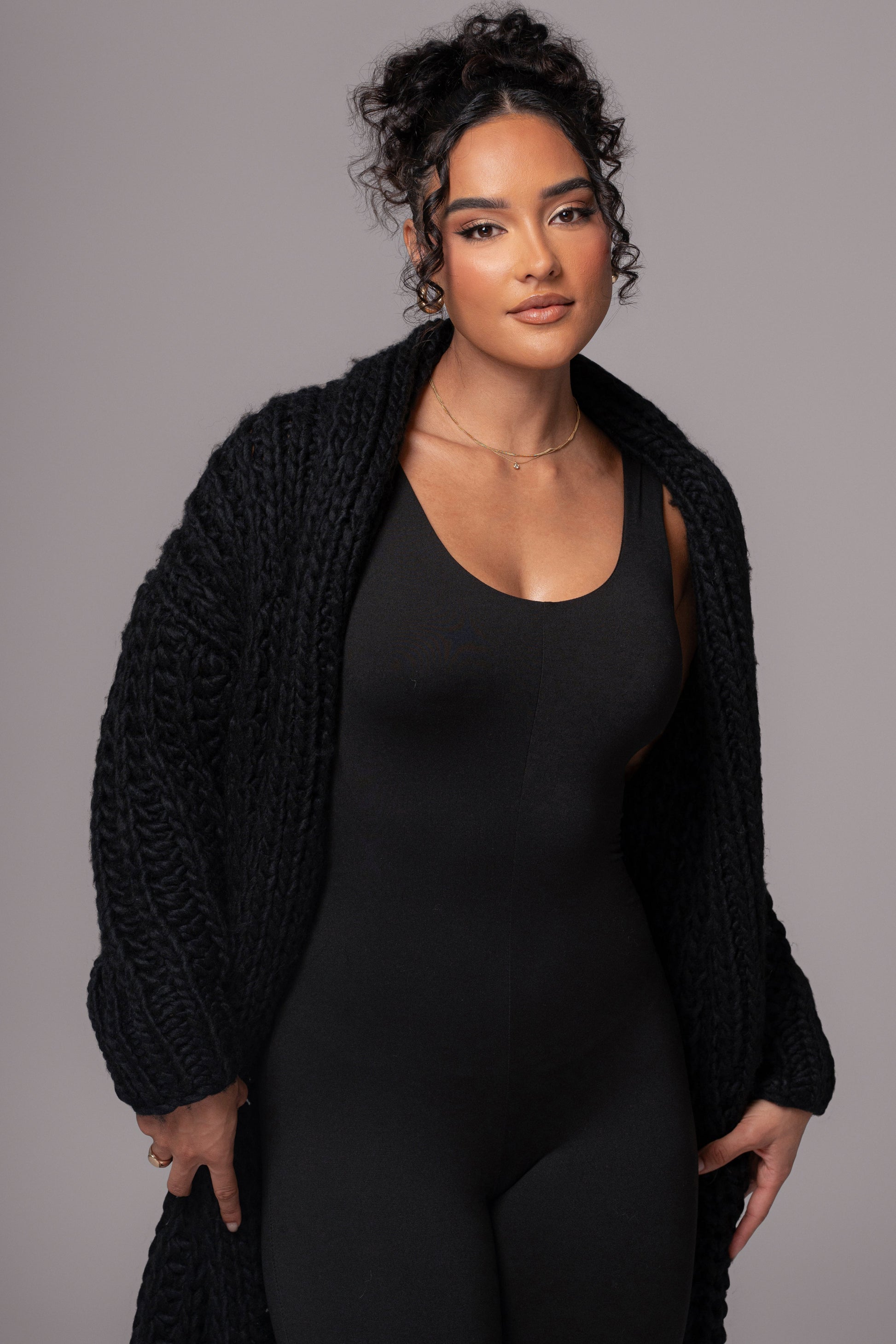 Black Hold Me Close Shawl Collar Cardigan JLUXLABEL