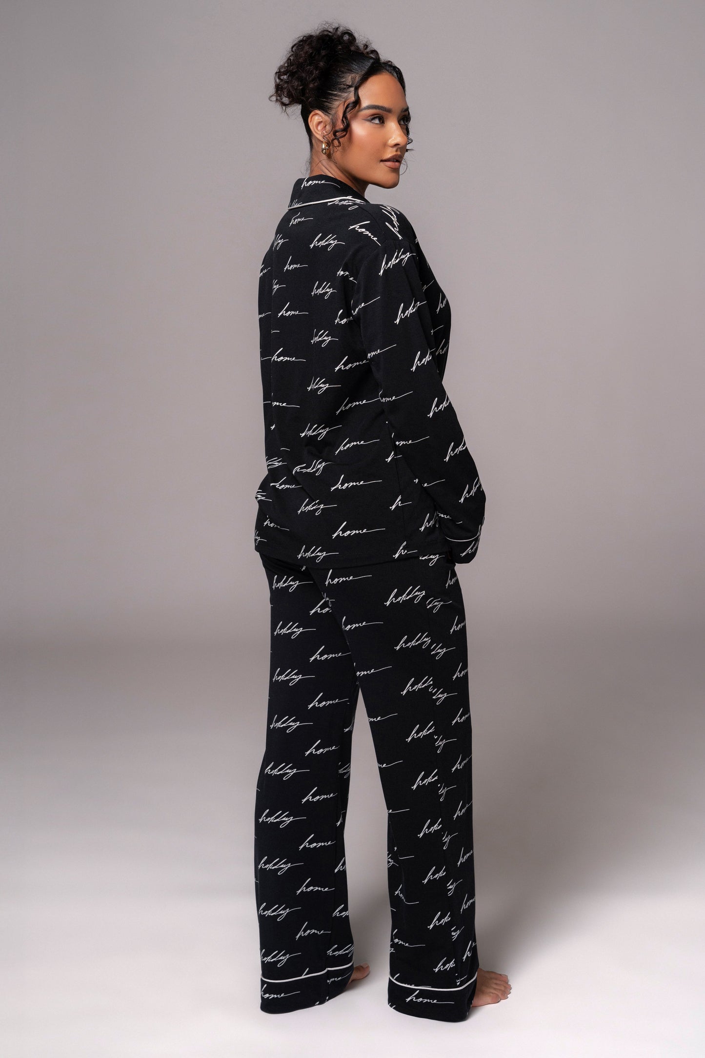 Black Home For The Holidays Adult Pajama Set JLUXLABEL