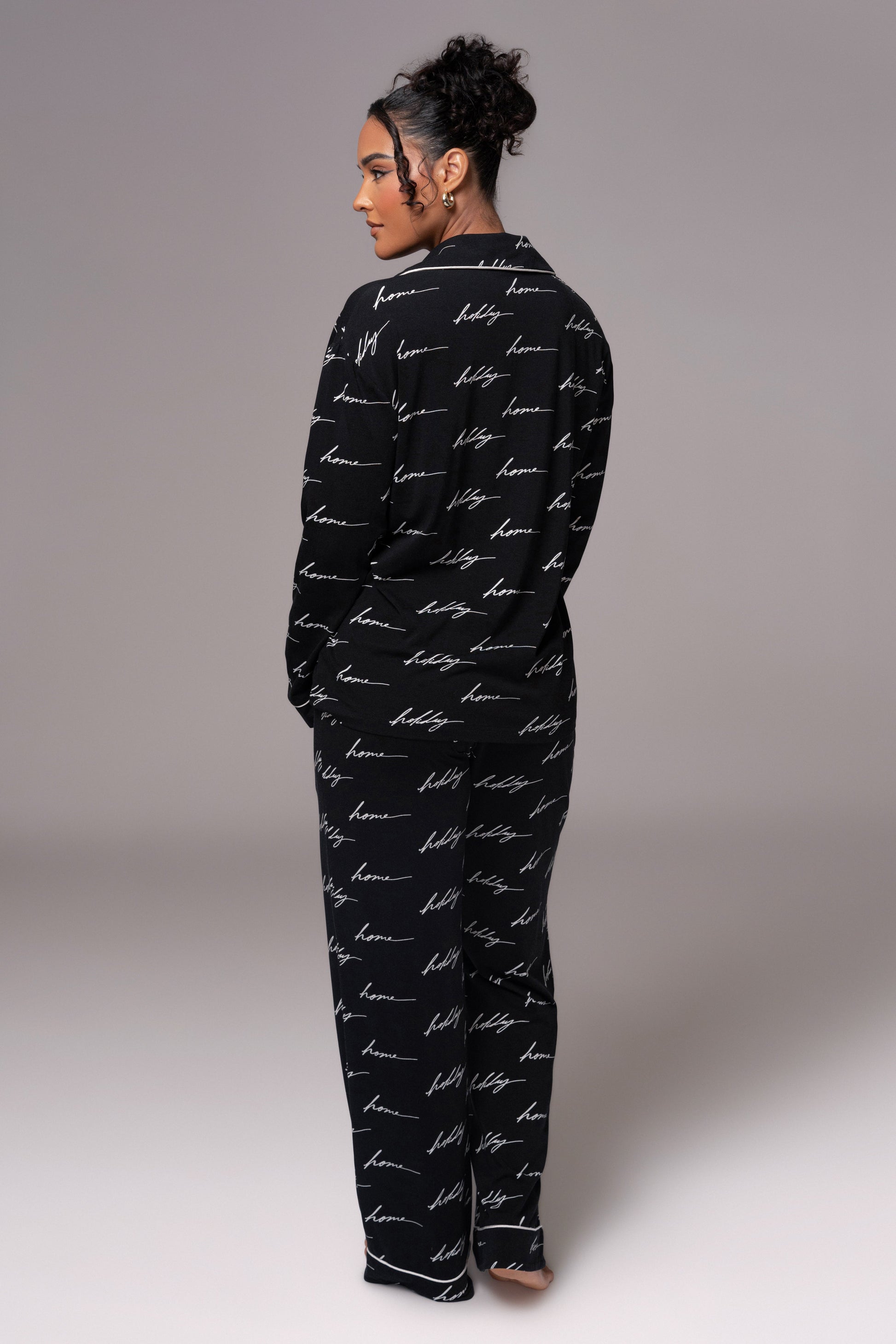 Black Home For The Holidays Adult Pajama Set JLUXLABEL