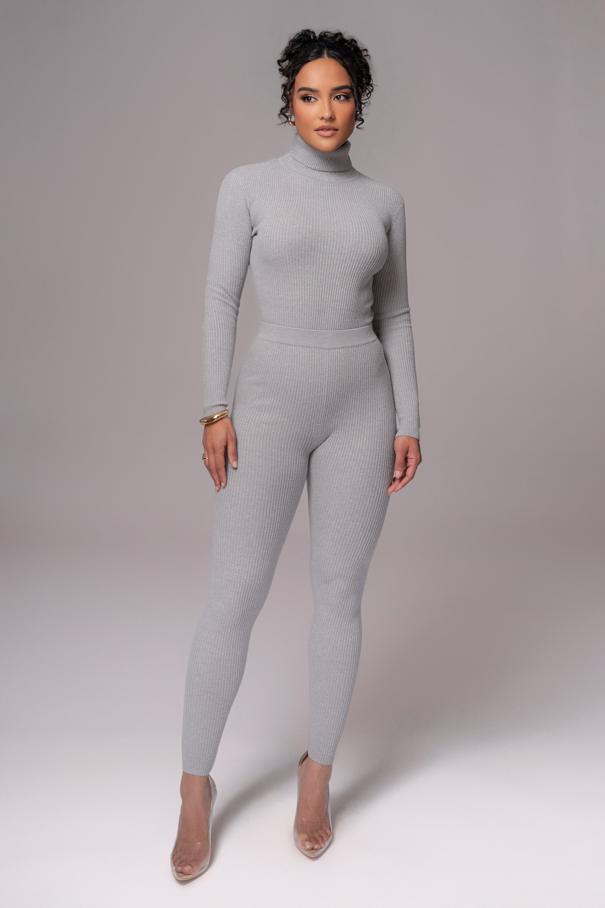 Heather Grey Naaya Ribbed Leggings JLUXLABEL