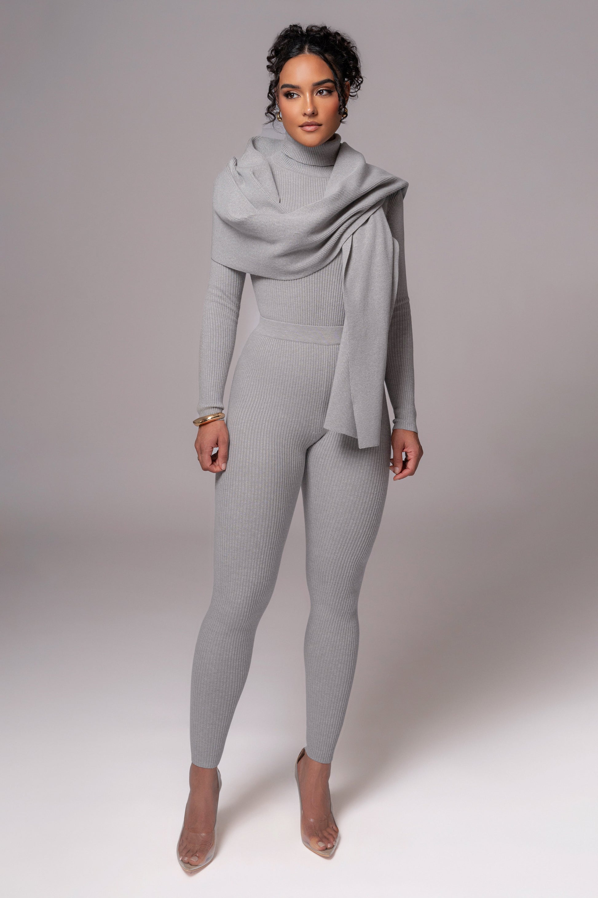 Heather Grey Naaya Ribbed Leggings JLUXLABEL