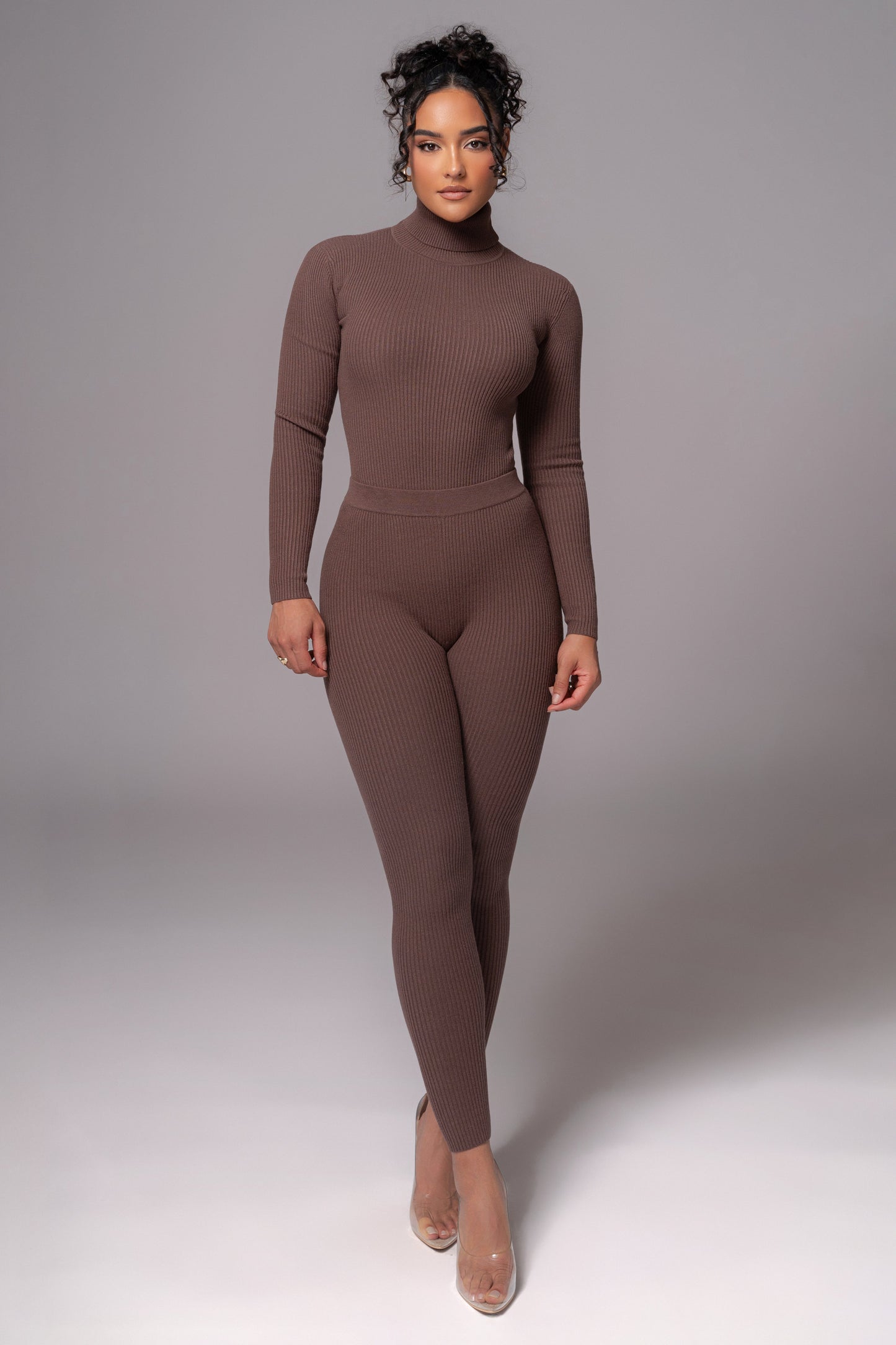 Chocolate Naaya Ribbed Leggings JLUXLABEL