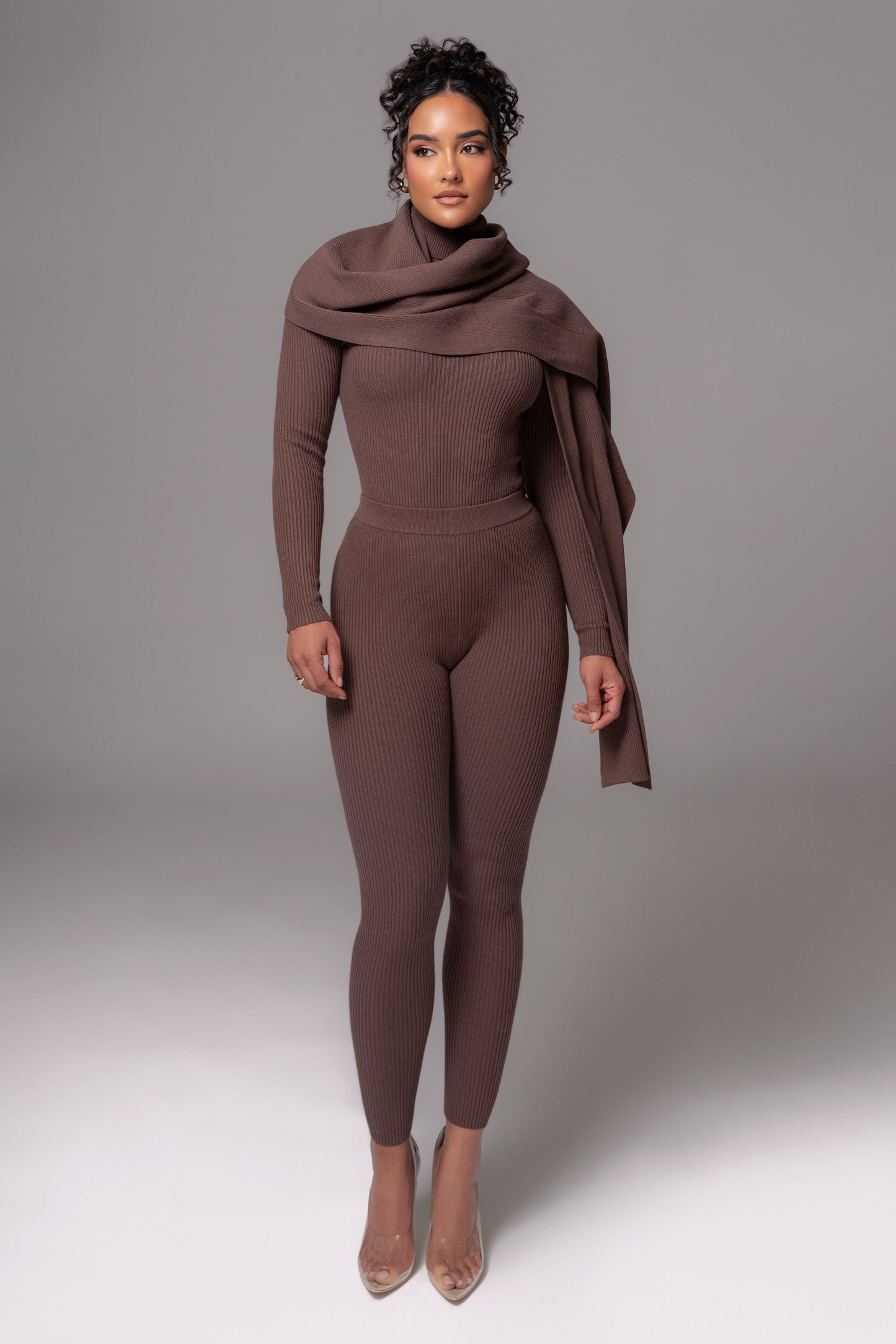 Chocolate Naaya Ribbed Leggings JLUXLABEL