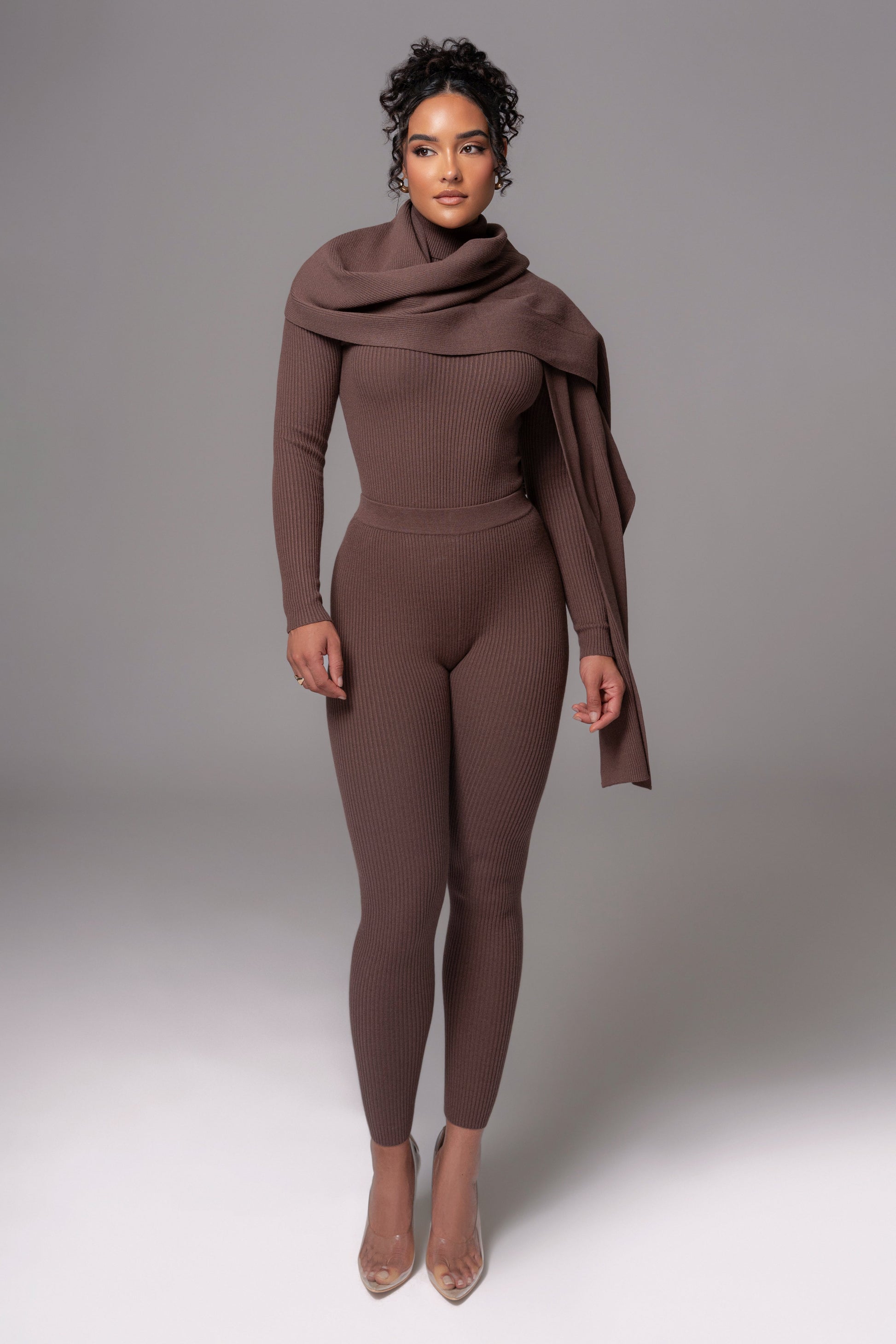 Chocolate Naaya Ribbed Leggings JLUXLABEL