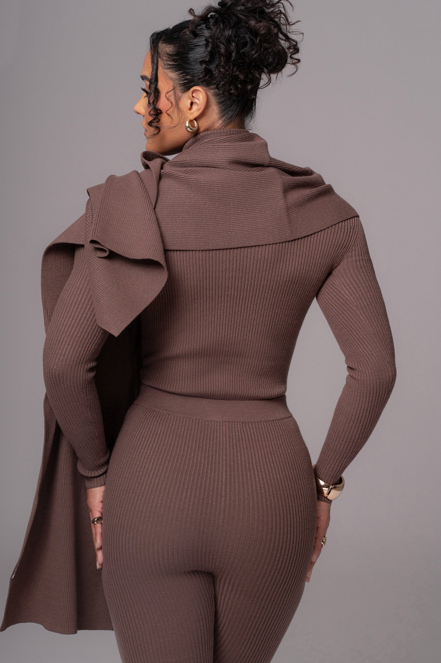 Chocolate Naaya Ribbed Leggings JLUXLABEL
