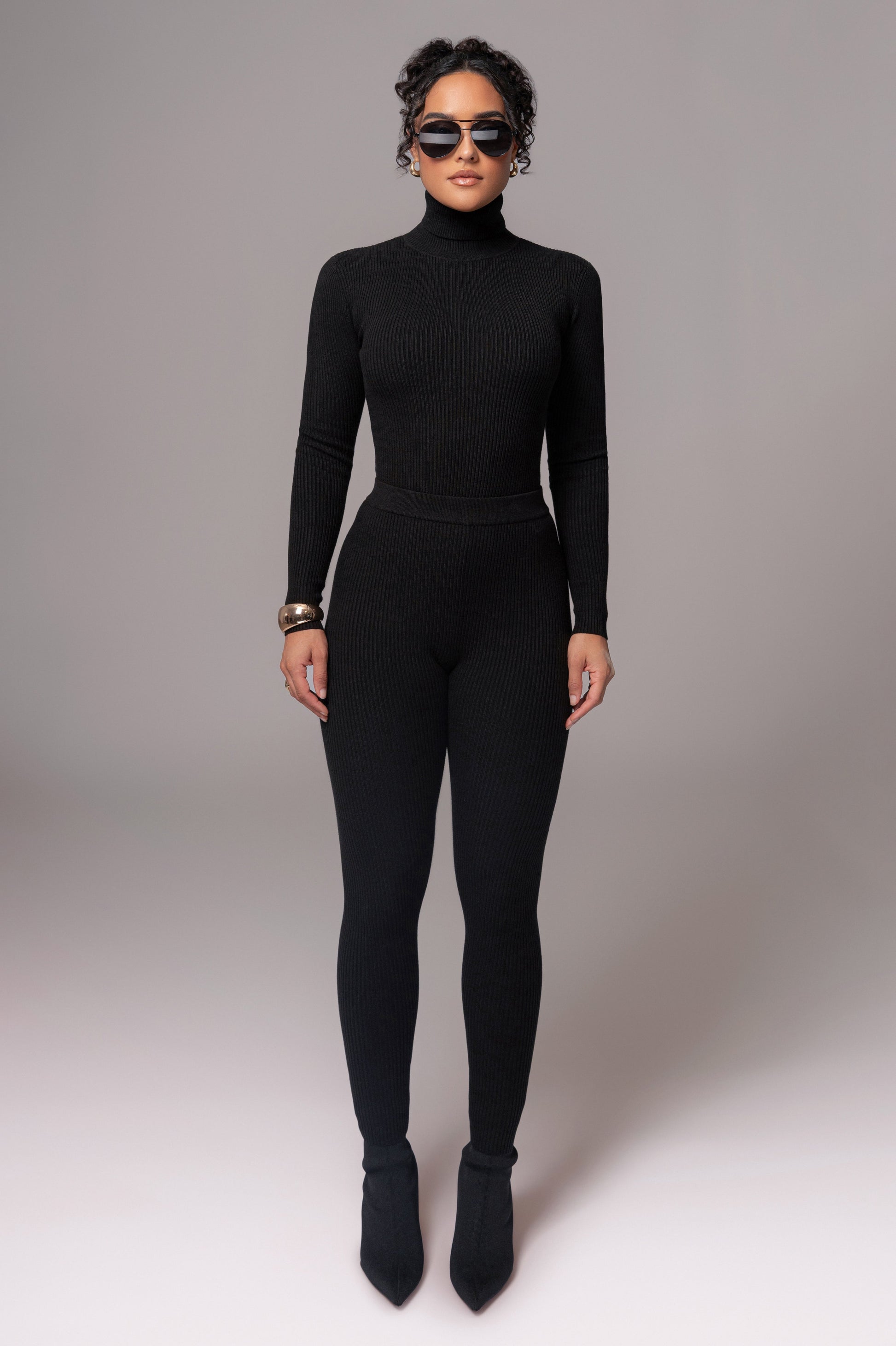 Black Naaya Ribbed Leggings JLUXLABEL
