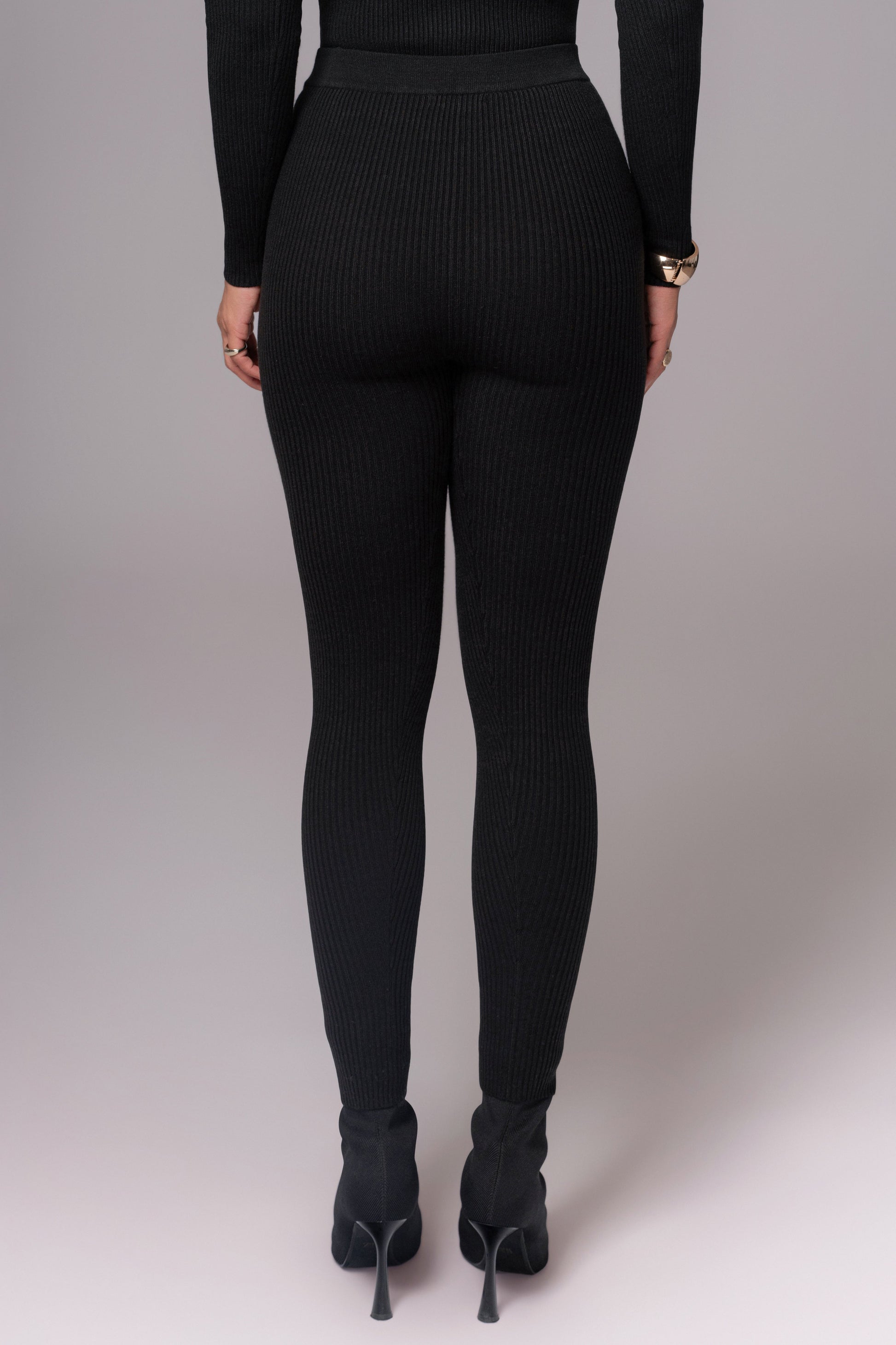 Black Naaya Ribbed Leggings JLUXLABEL