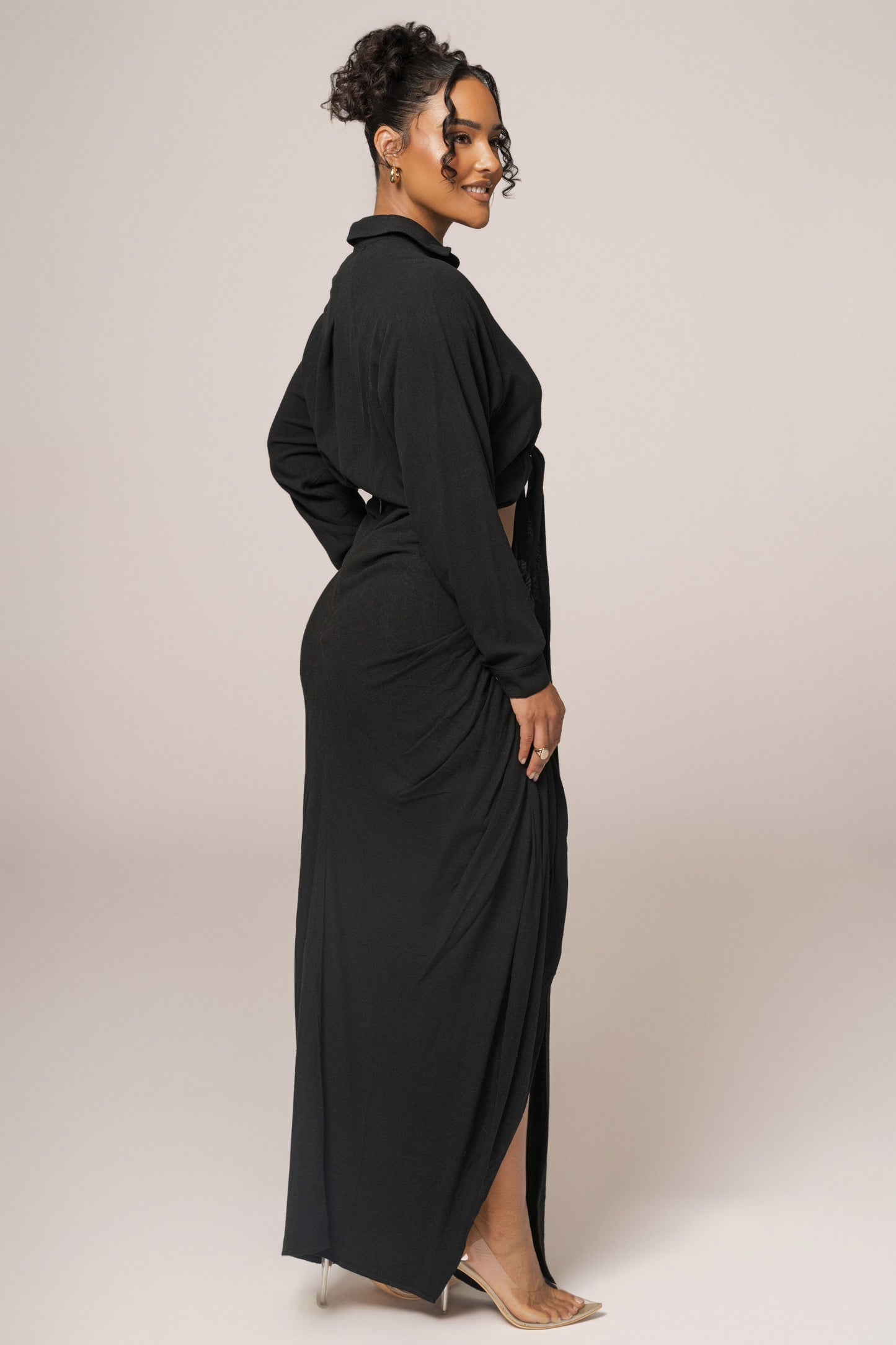 Black Soho Front Tied Woven Top
