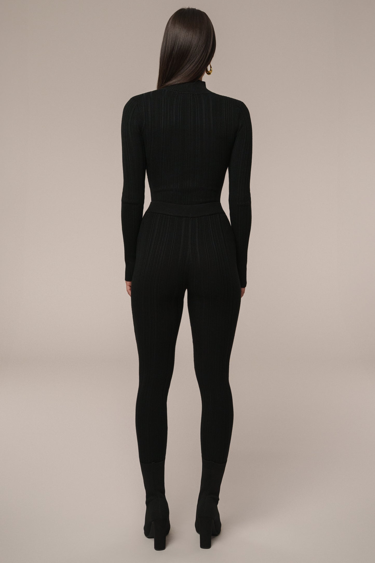 Black Ribbed High Waist Leggings JLUXLABEL