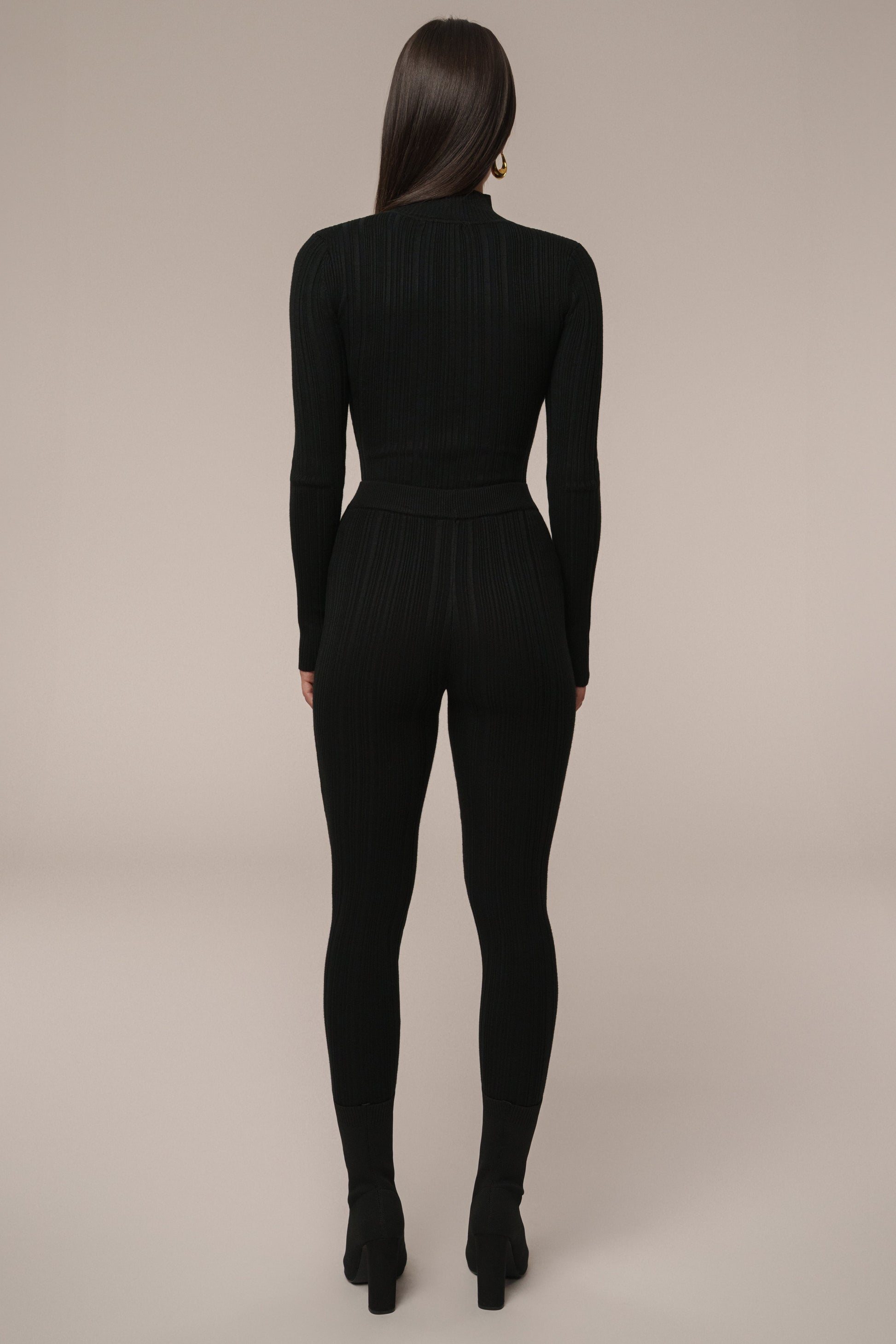 Black Ribbed High Waist Leggings JLUXLABEL
