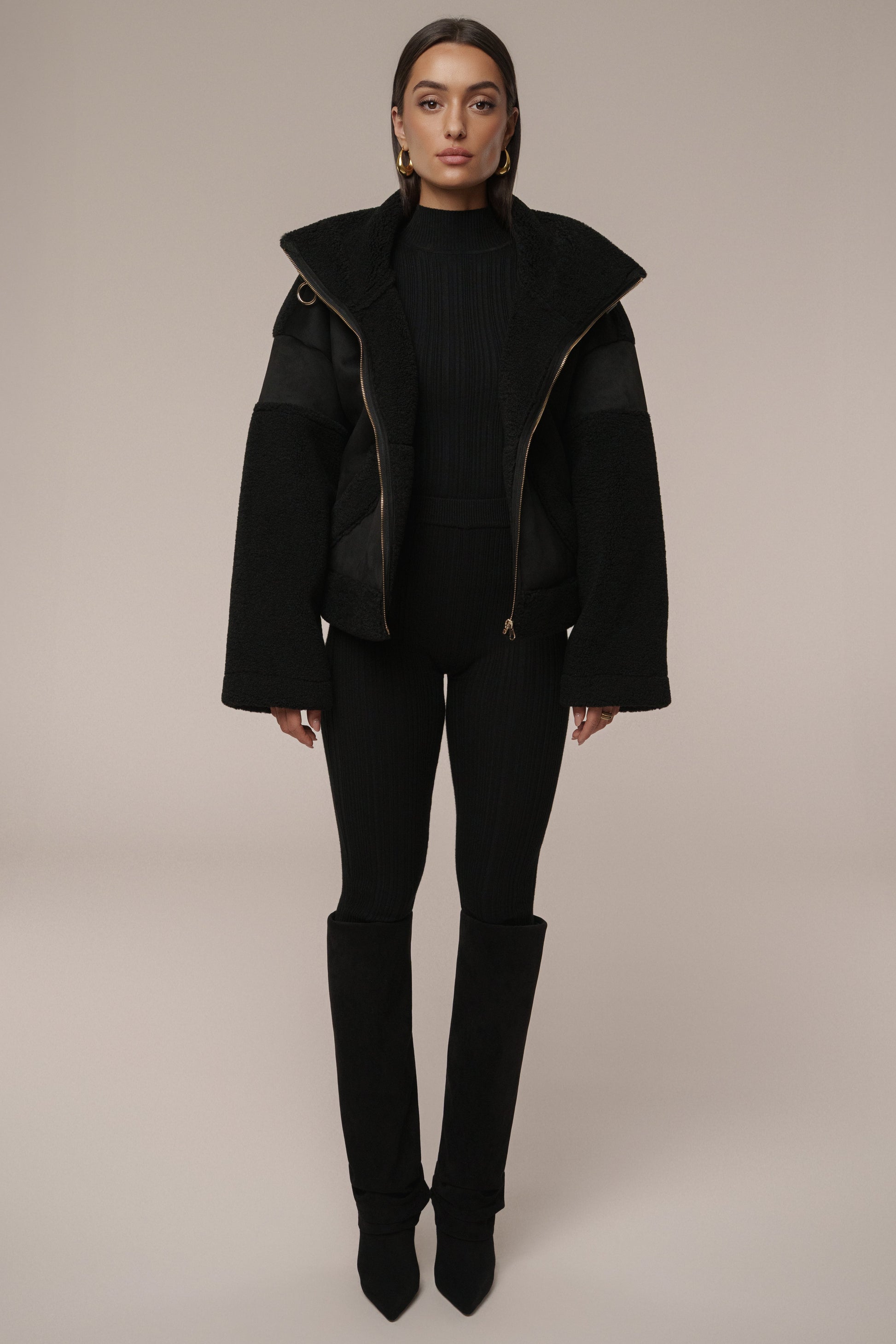 Black Ribbed High Waist Leggings JLUXLABEL
