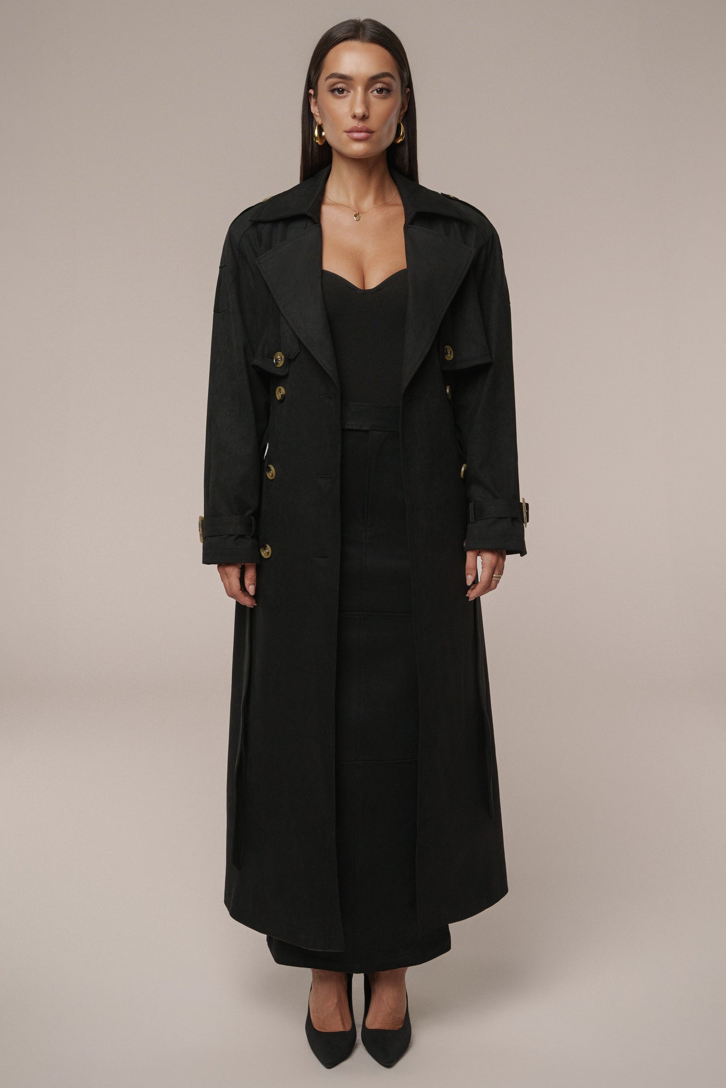 Black Elite Suede Coat