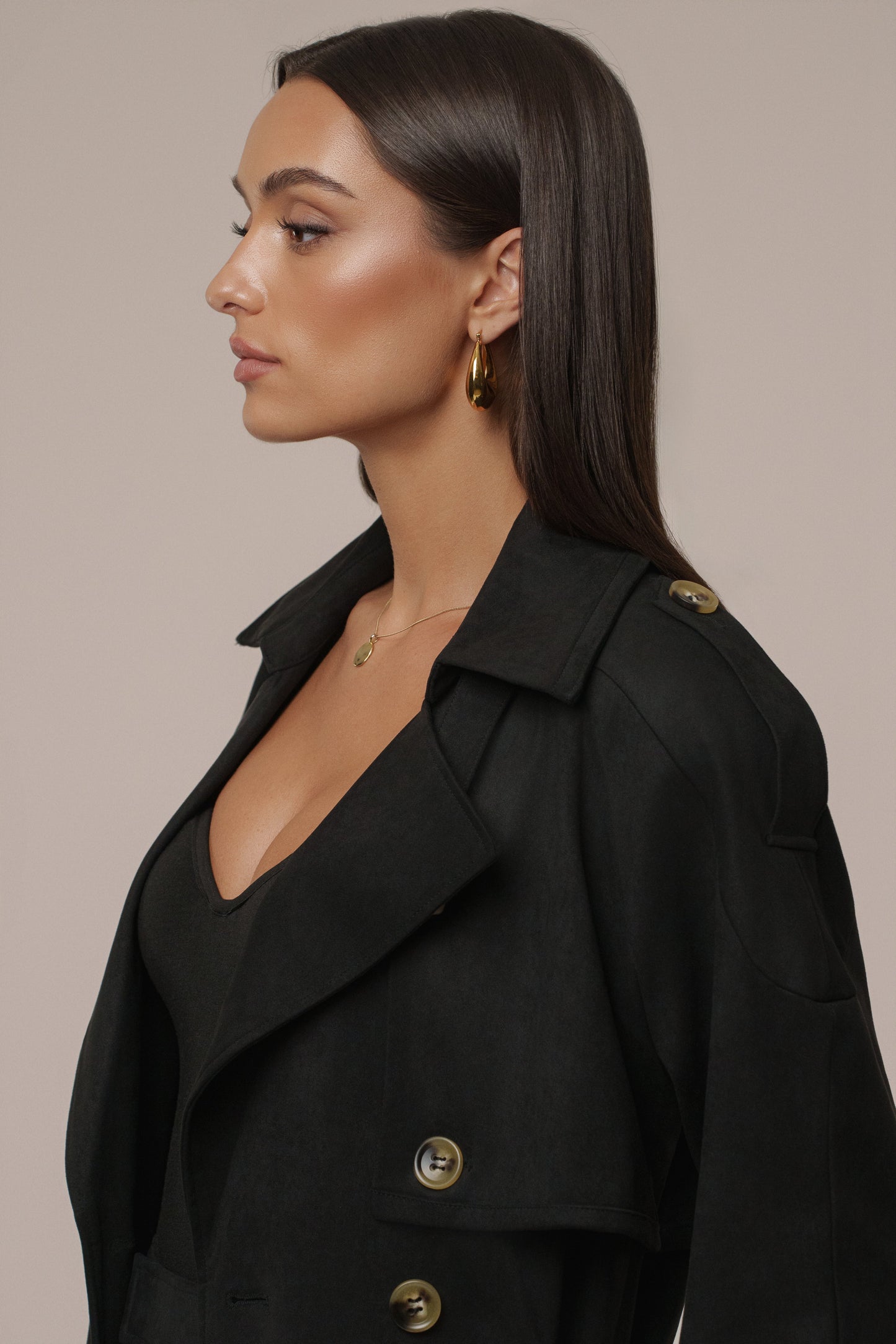 Black Elite Suede Coat
