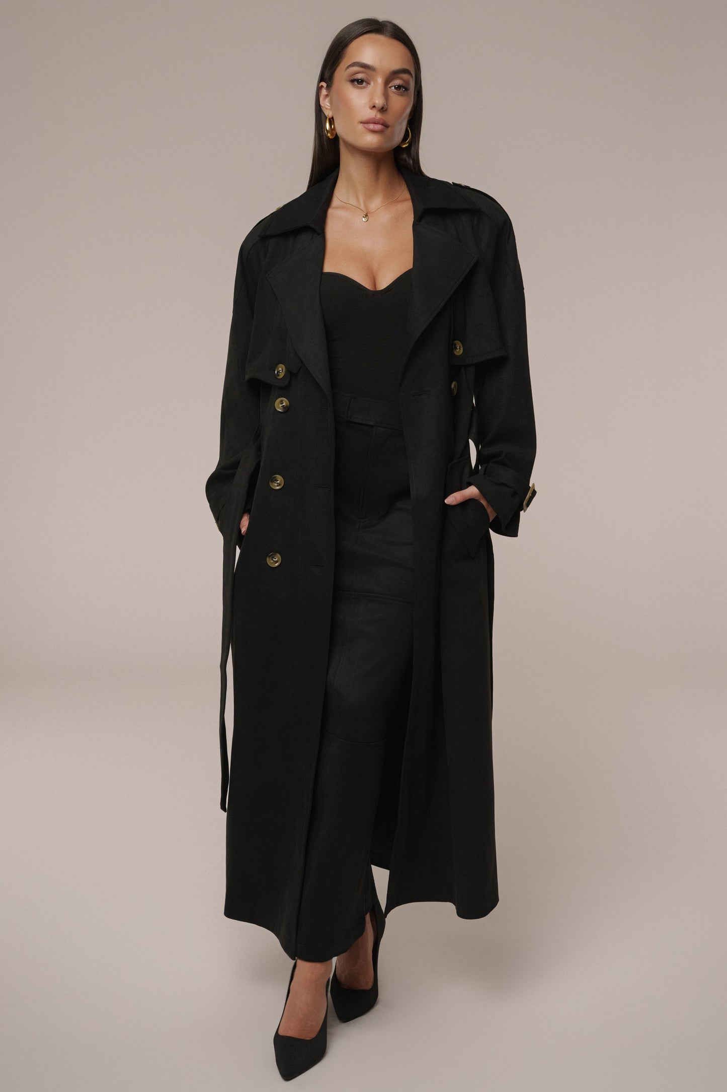 Black Joy Suede Maxi Skirt JLUXLABEL