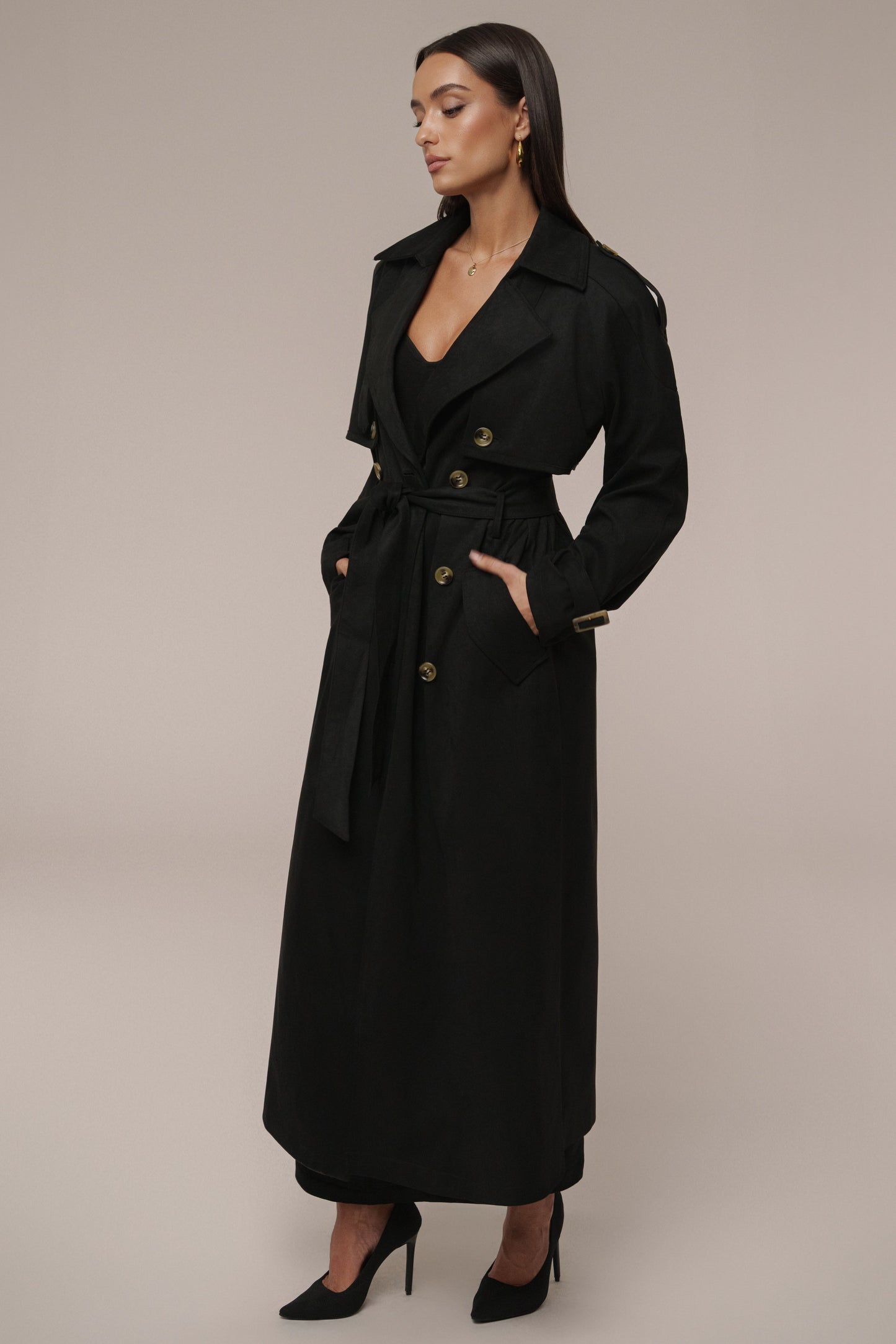 Black Elite Suede Coat