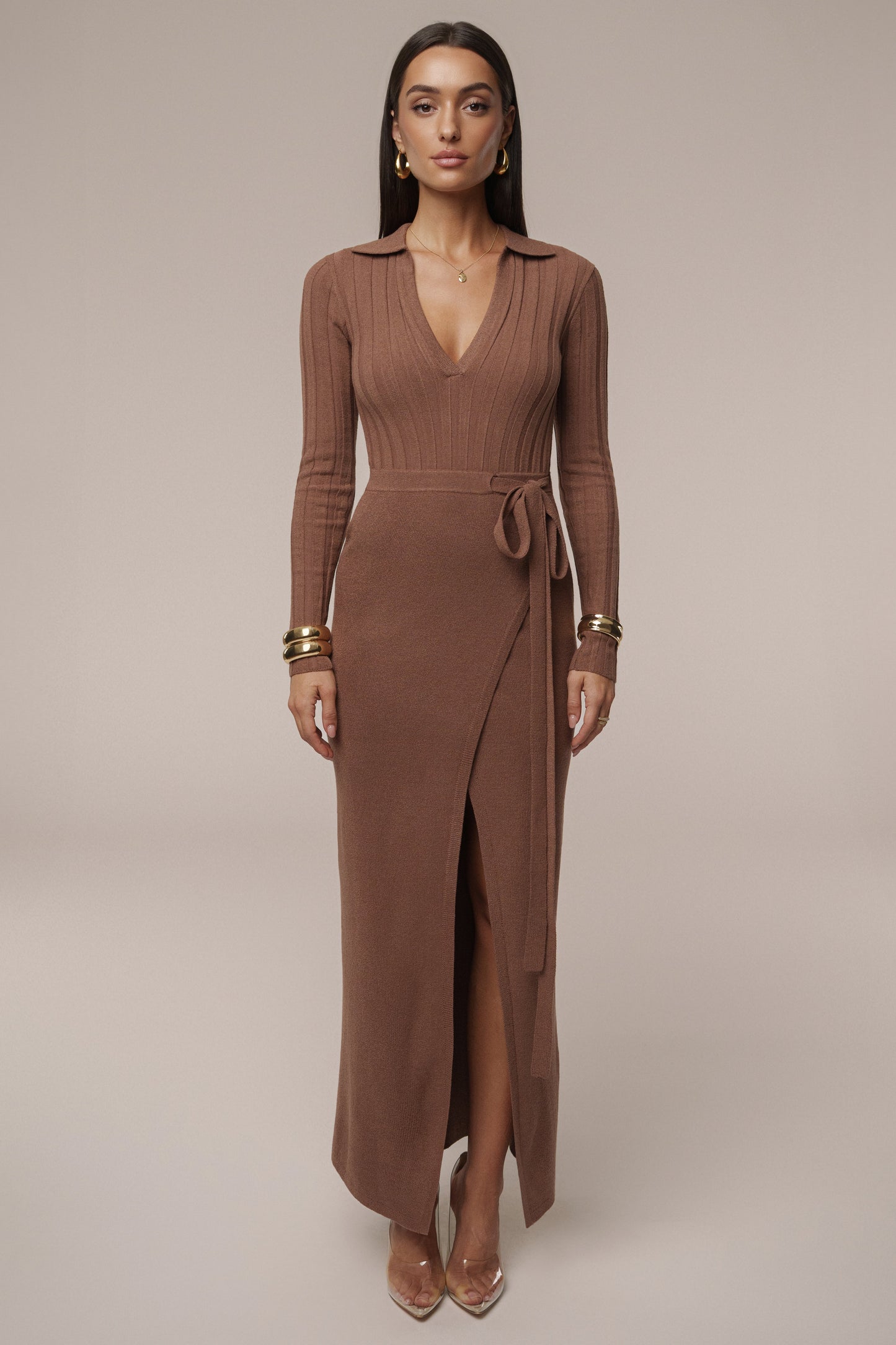 Chocolate Emma Knit Maxi Dress JLUXLABEL