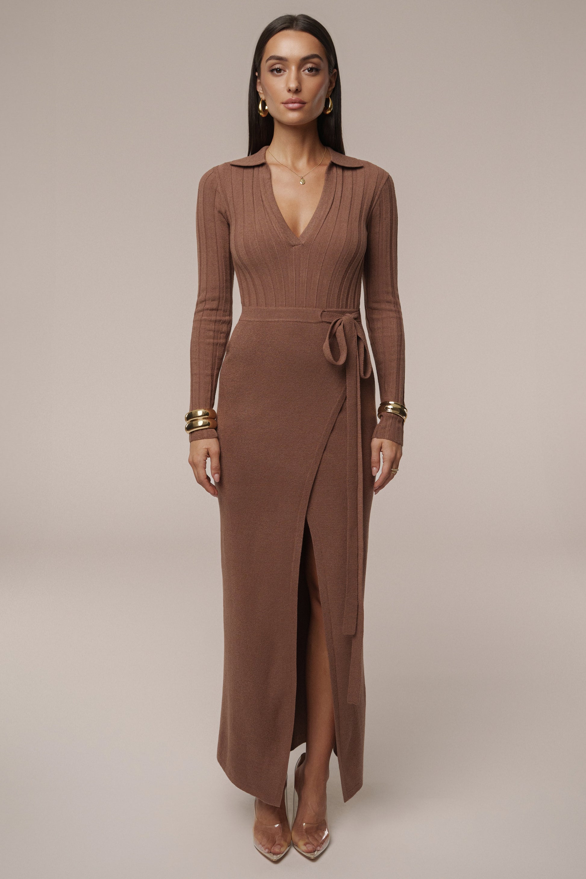 Chocolate Emma Knit Maxi Dress JLUXLABEL