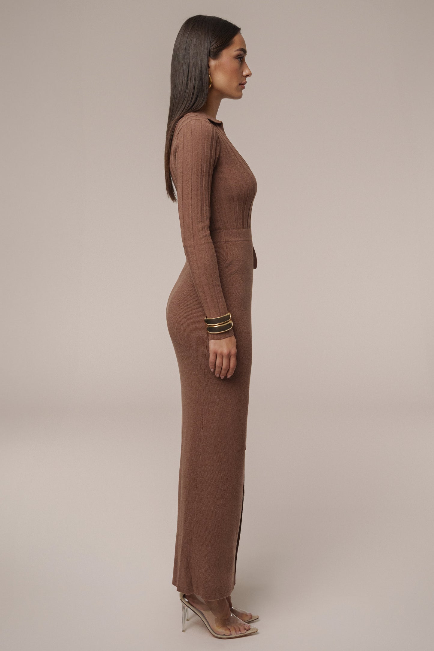Chocolate Emma Knit Maxi Dress JLUXLABEL