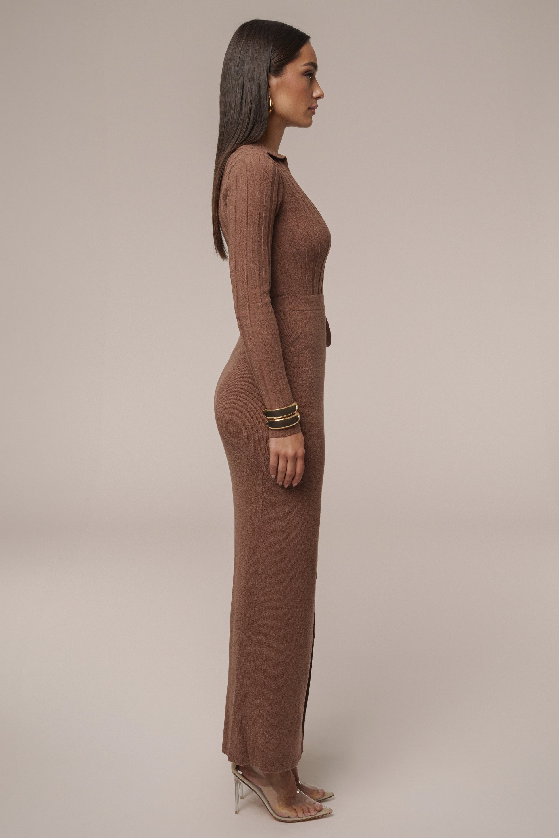 Chocolate Emma Knit Maxi Dress JLUXLABEL