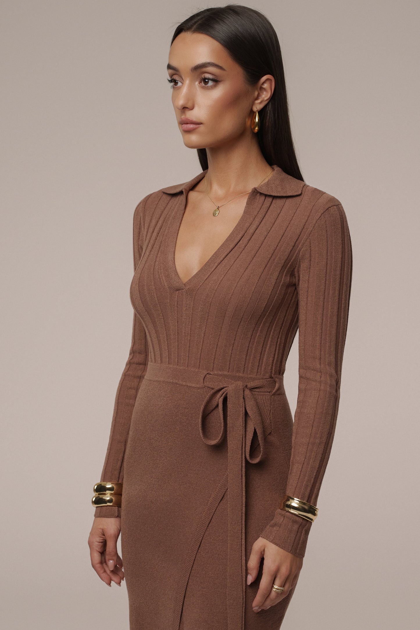 Chocolate Emma Knit Maxi Dress JLUXLABEL