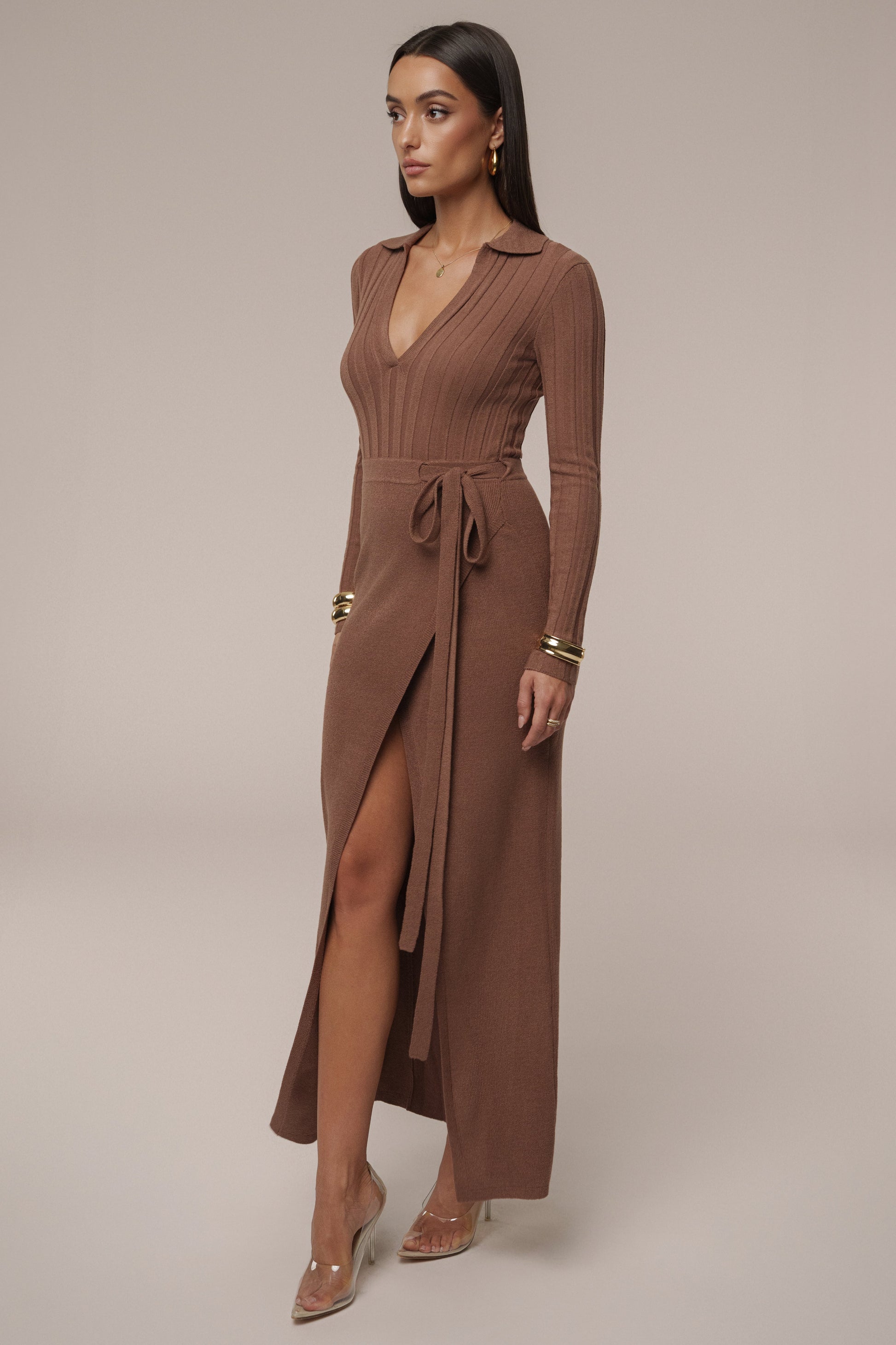 Chocolate Emma Knit Maxi Dress JLUXLABEL