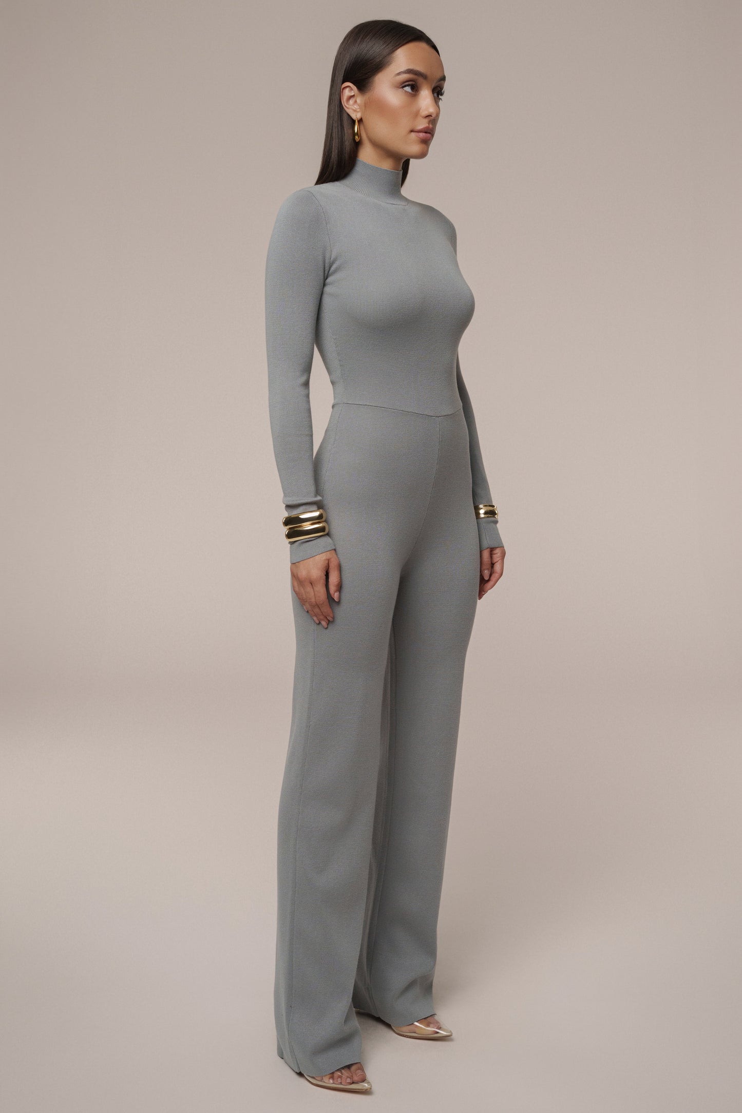 Grey Noel Sweater Knit Jumpsuit JLUXLABEL