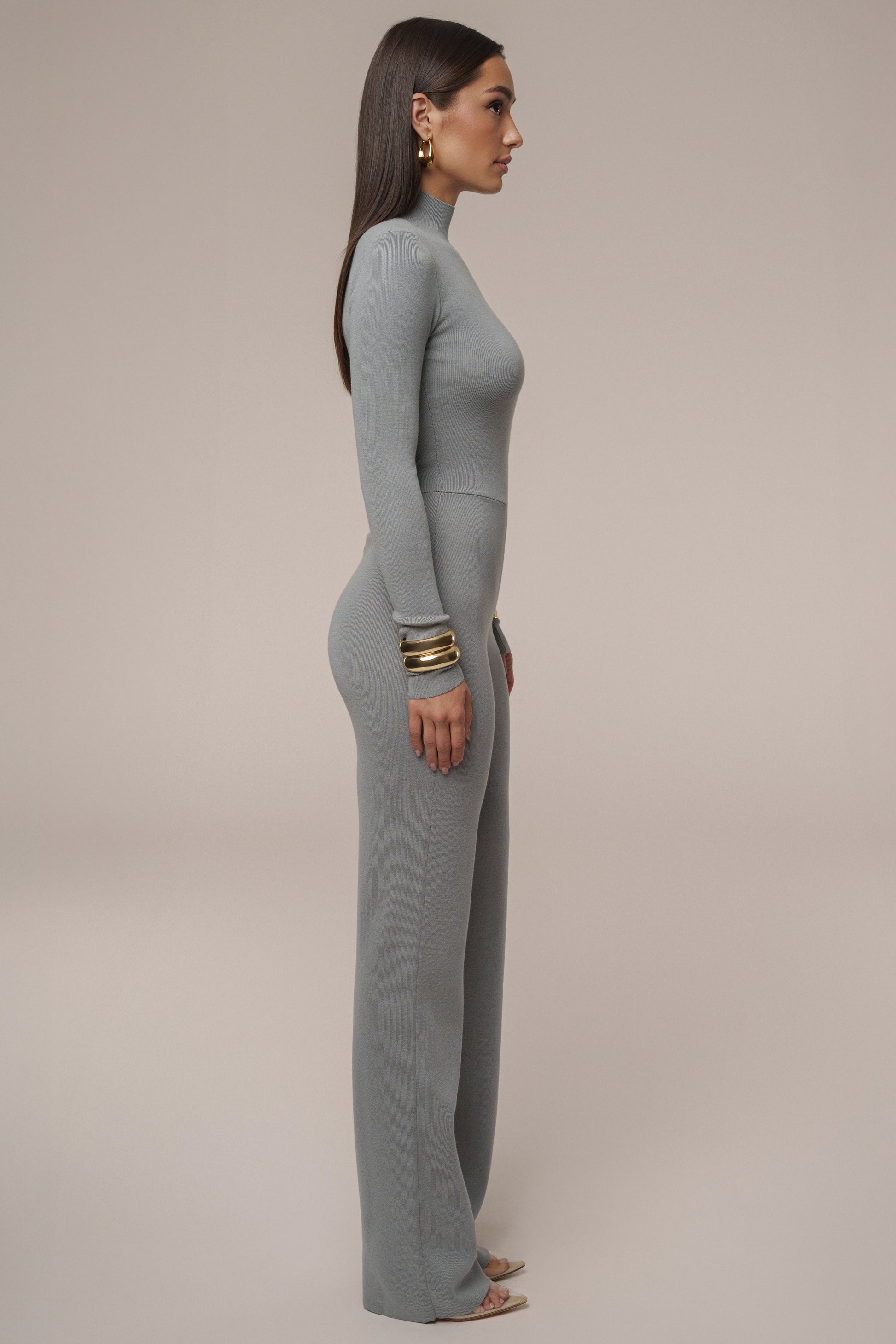 Grey Noel Sweater Knit Jumpsuit JLUXLABEL