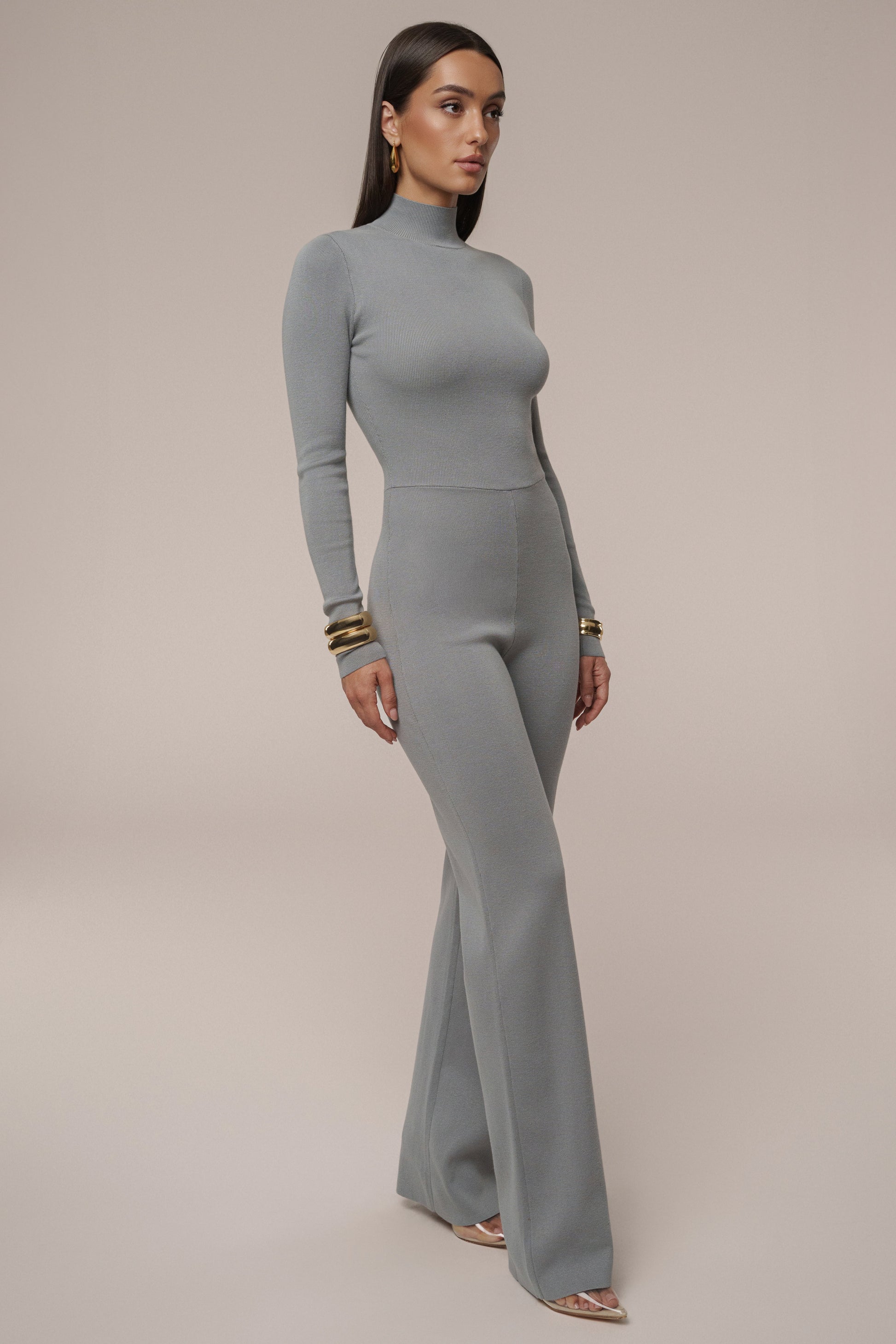 Grey Noel Sweater Knit Jumpsuit JLUXLABEL