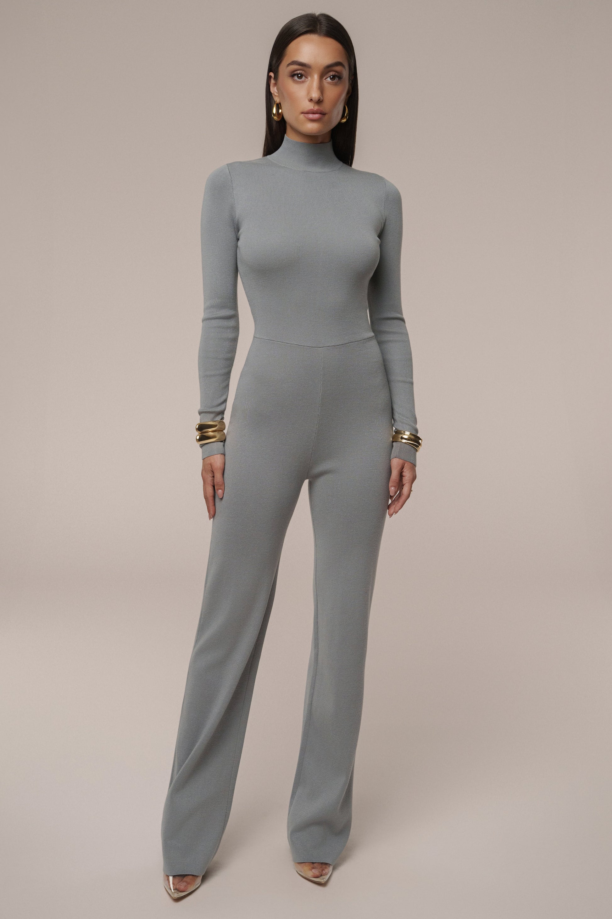 Grey Noel Sweater Knit Jumpsuit JLUXLABEL