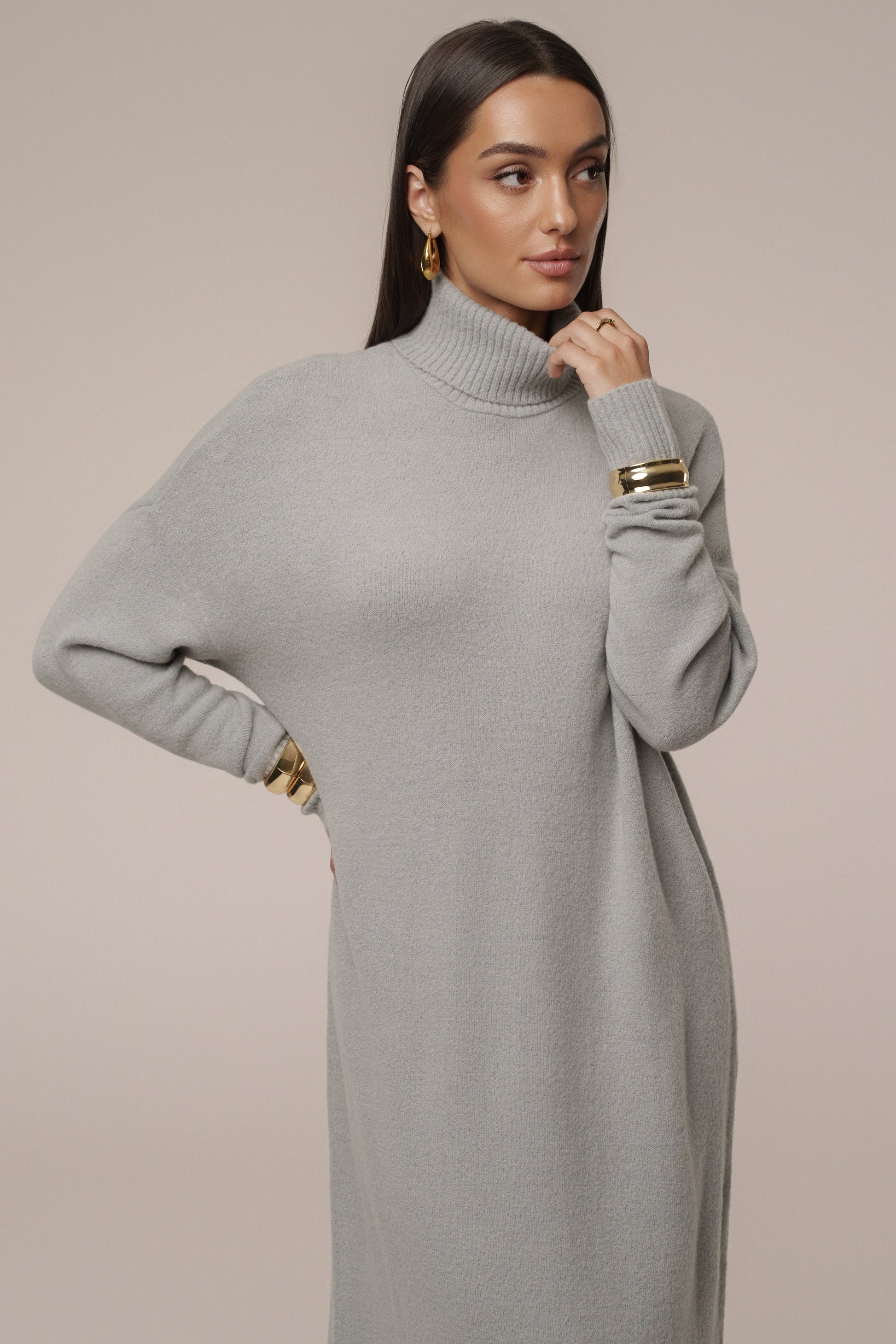 Grey Hartley Knit Maxi Dress JLUXLABEL