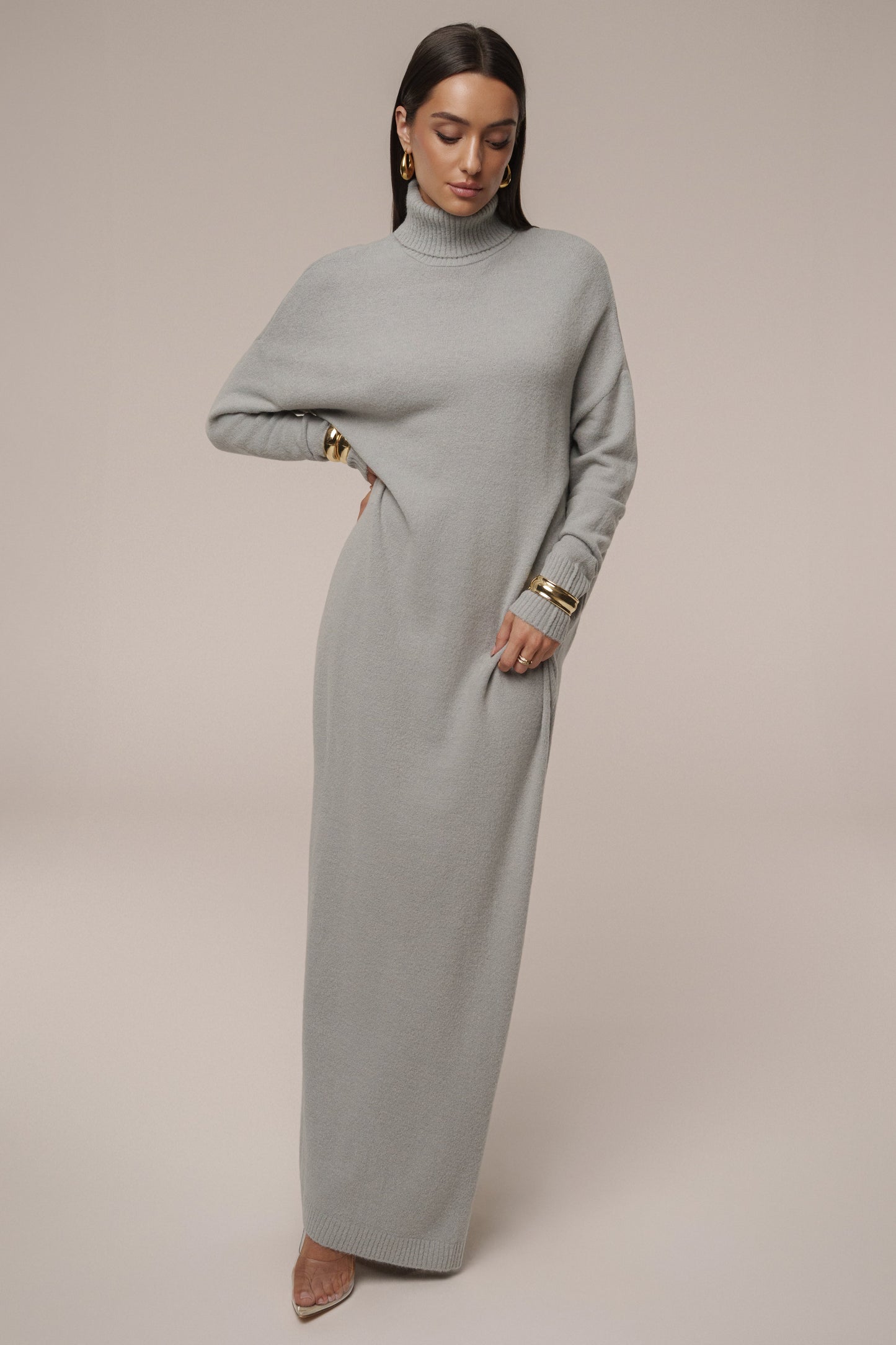Grey Hartley Knit Maxi Dress JLUXLABEL