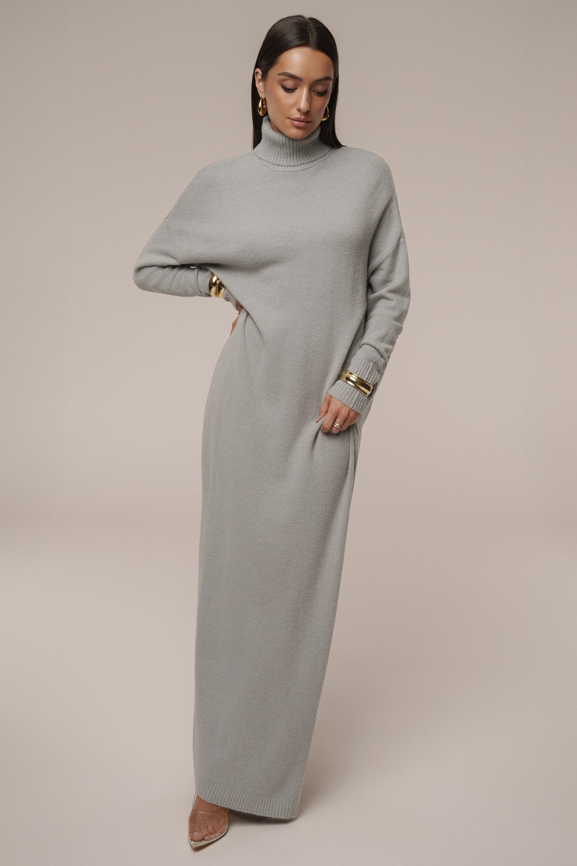 Grey Hartley Knit Maxi Dress JLUXLABEL