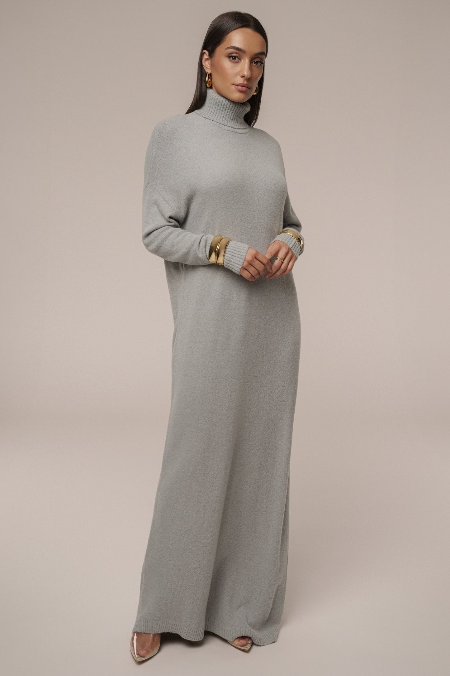 Grey Hartley Knit Maxi Dress JLUXLABEL