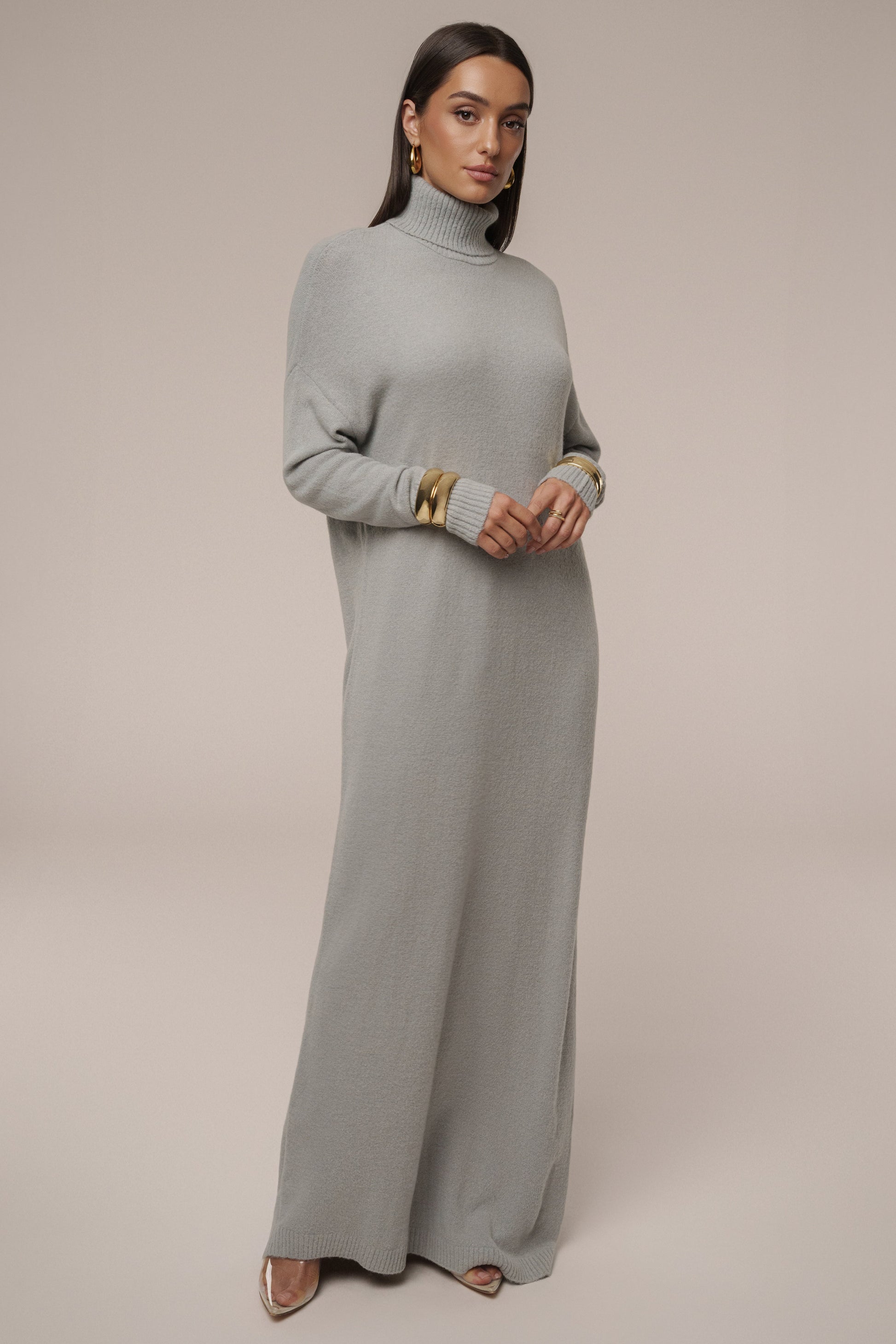 Grey Hartley Knit Maxi Dress JLUXLABEL