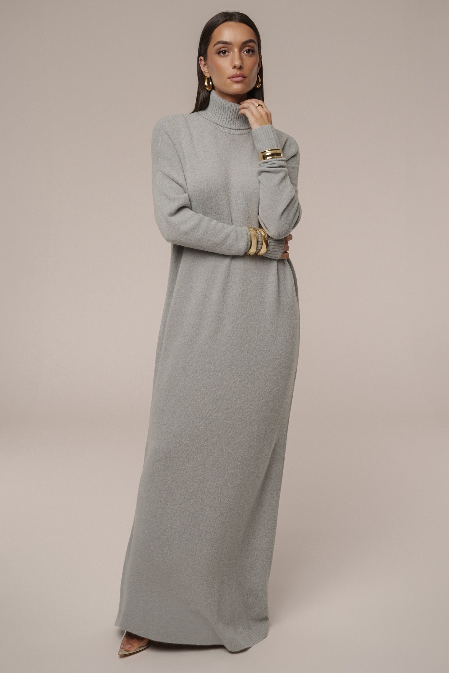 Grey Hartley Knit Maxi Dress JLUXLABEL