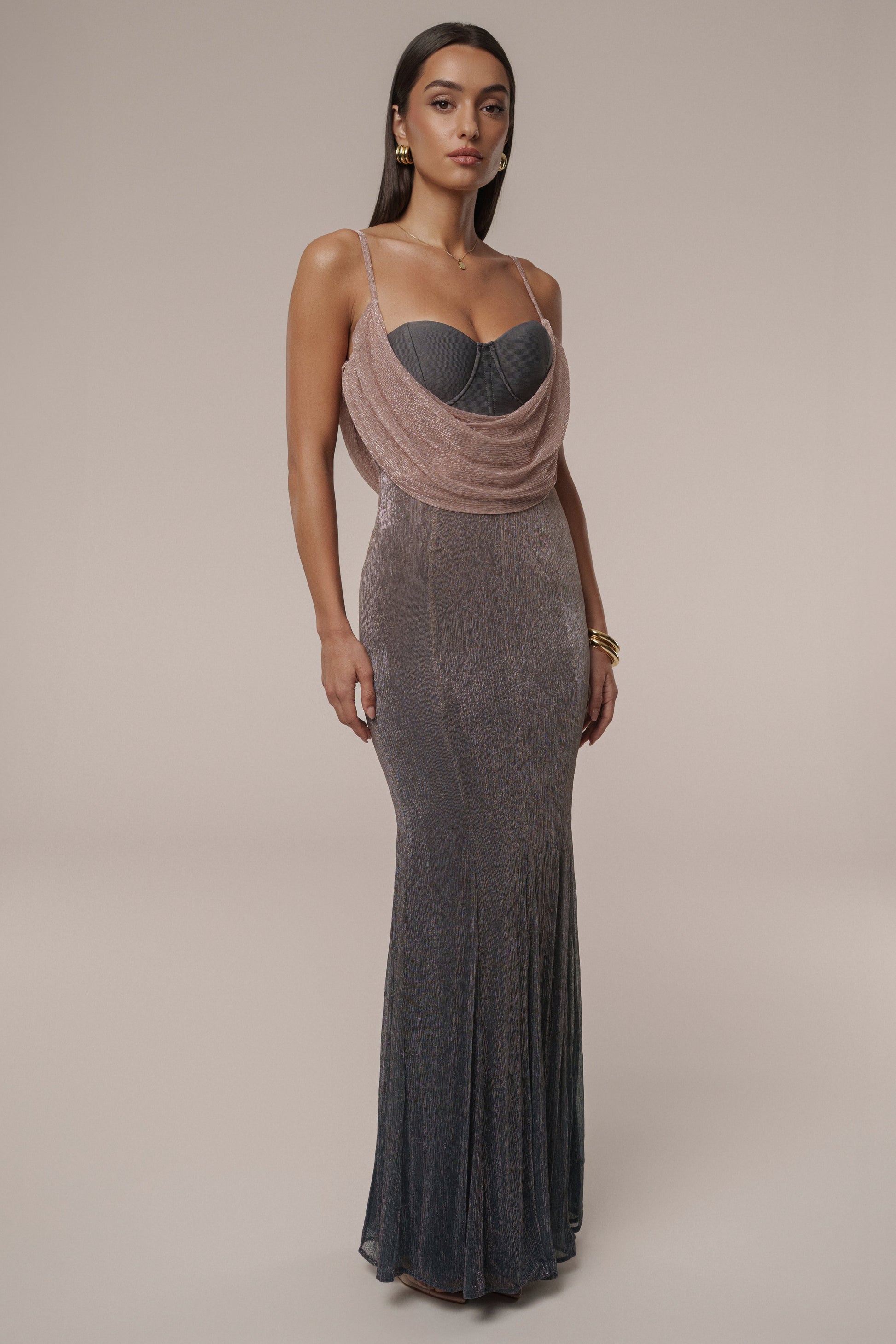 Pink Dusk Shimmery Nights Maxi Dress JLUXLABEL
