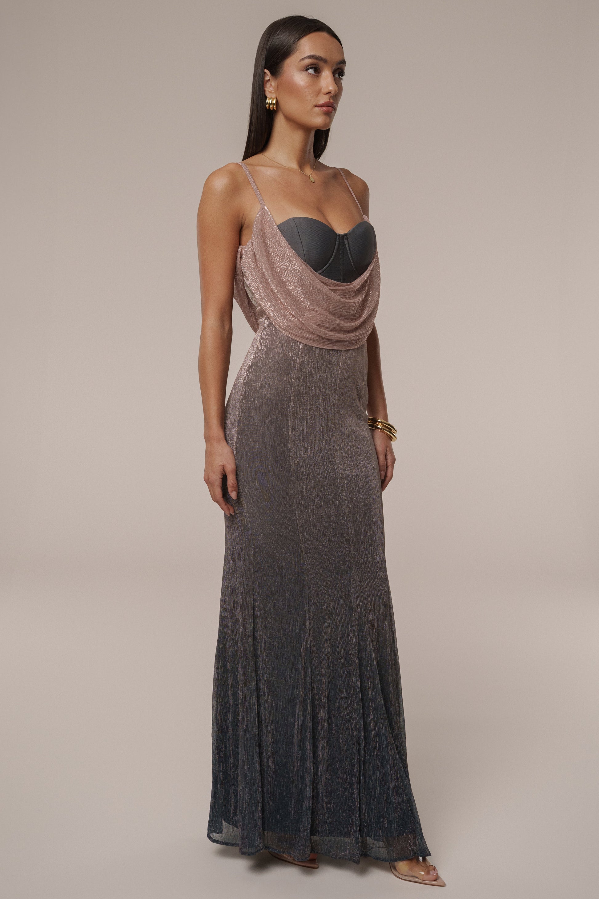 Pink Dusk Shimmery Nights Maxi Dress JLUXLABEL