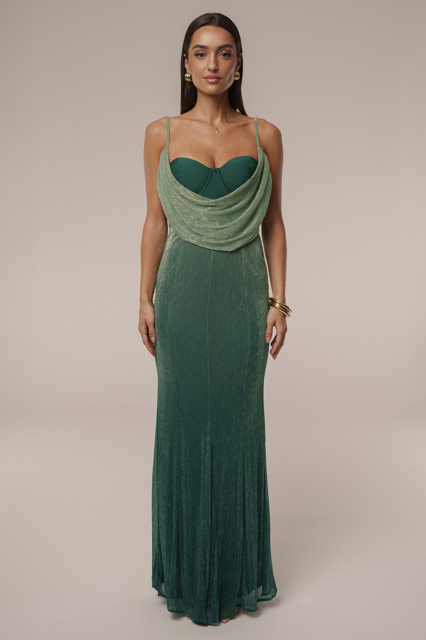 Green Shimmery Nights Maxi Dress JLUXLABEL