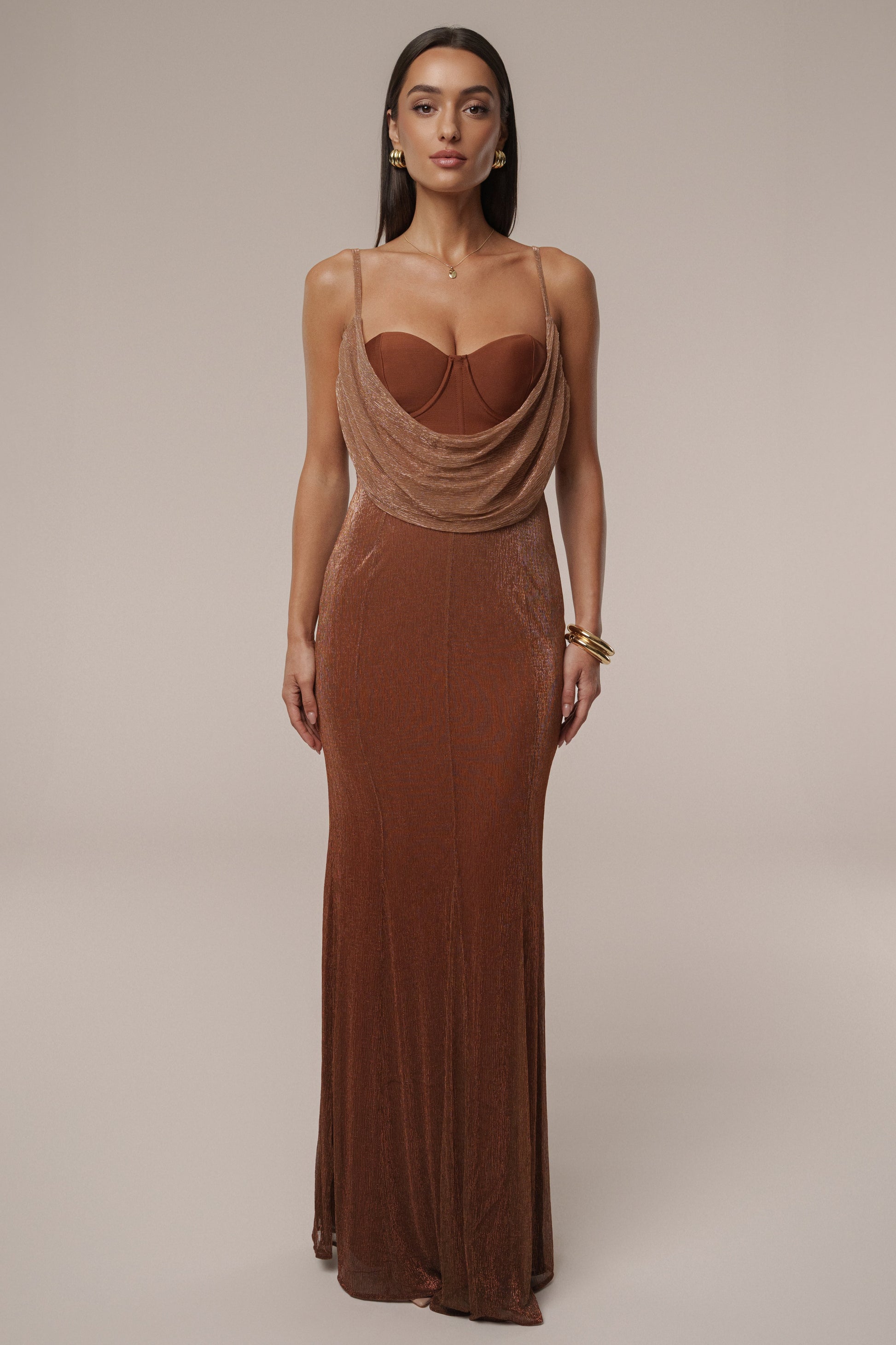 Gold Shimmery Nights Maxi Dress JLUXLABEL