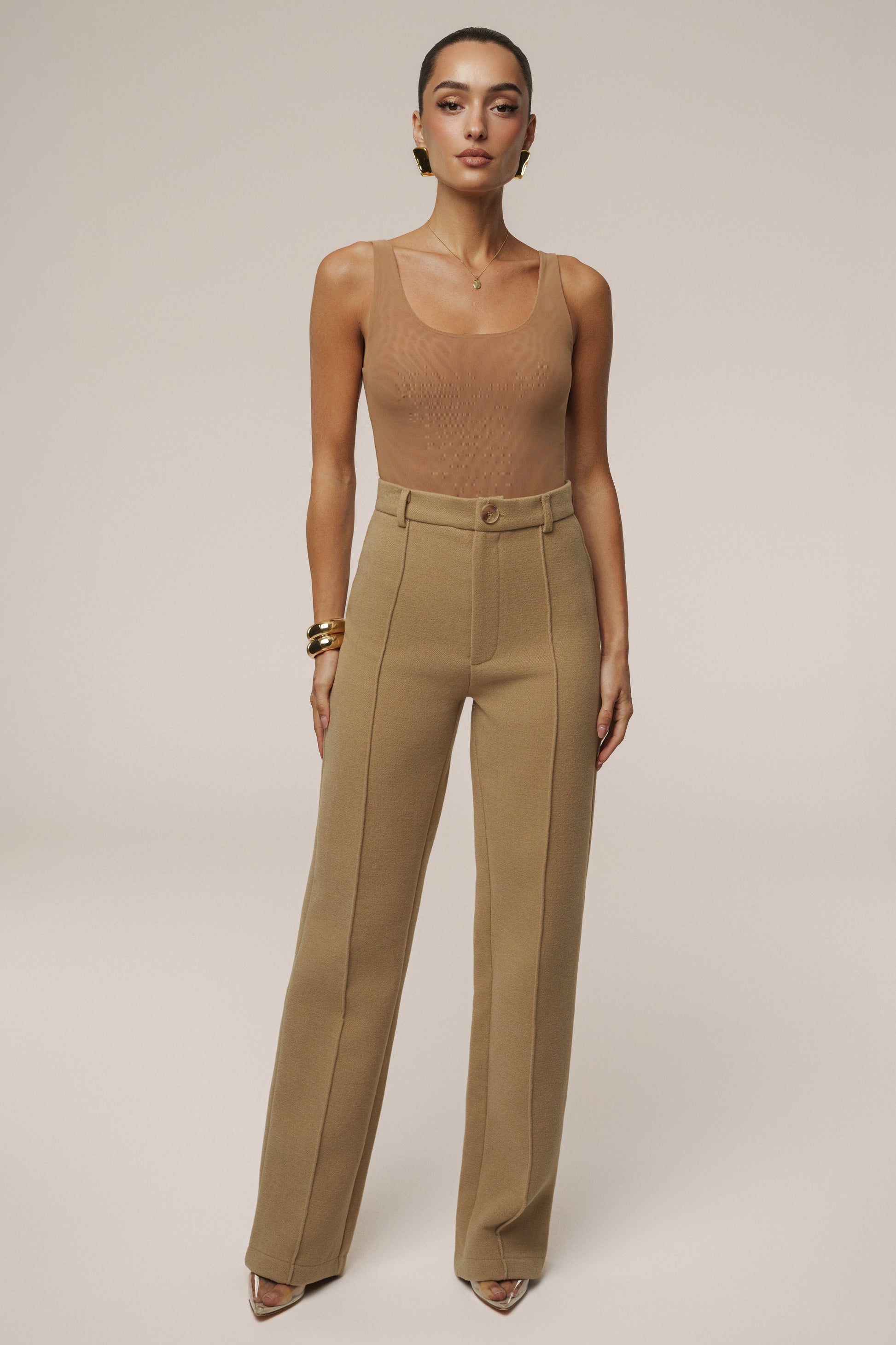 Pecan Mesh Essentials Tank Bodysuit Undergarment JLUXLABEL