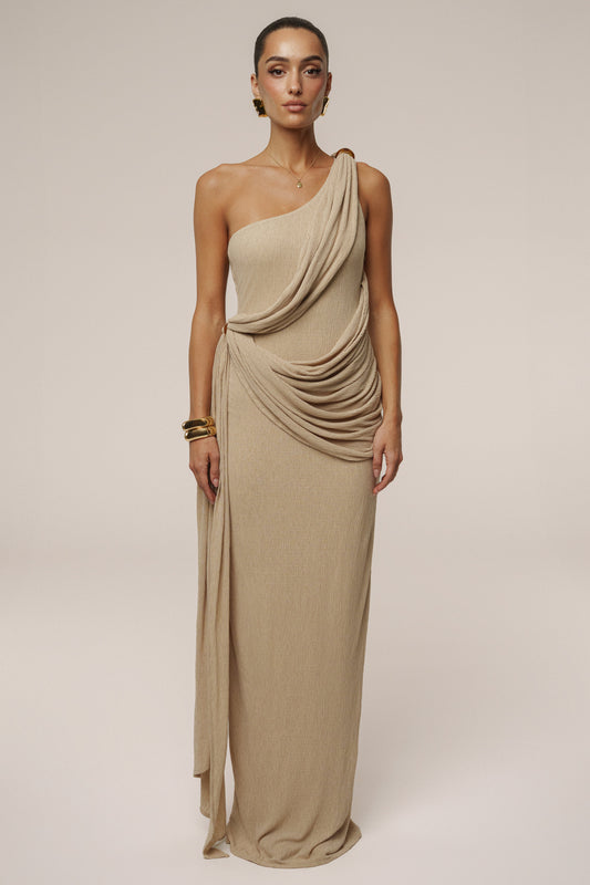 Beige Rich Mocha Wrap Dress JLUXLABEL