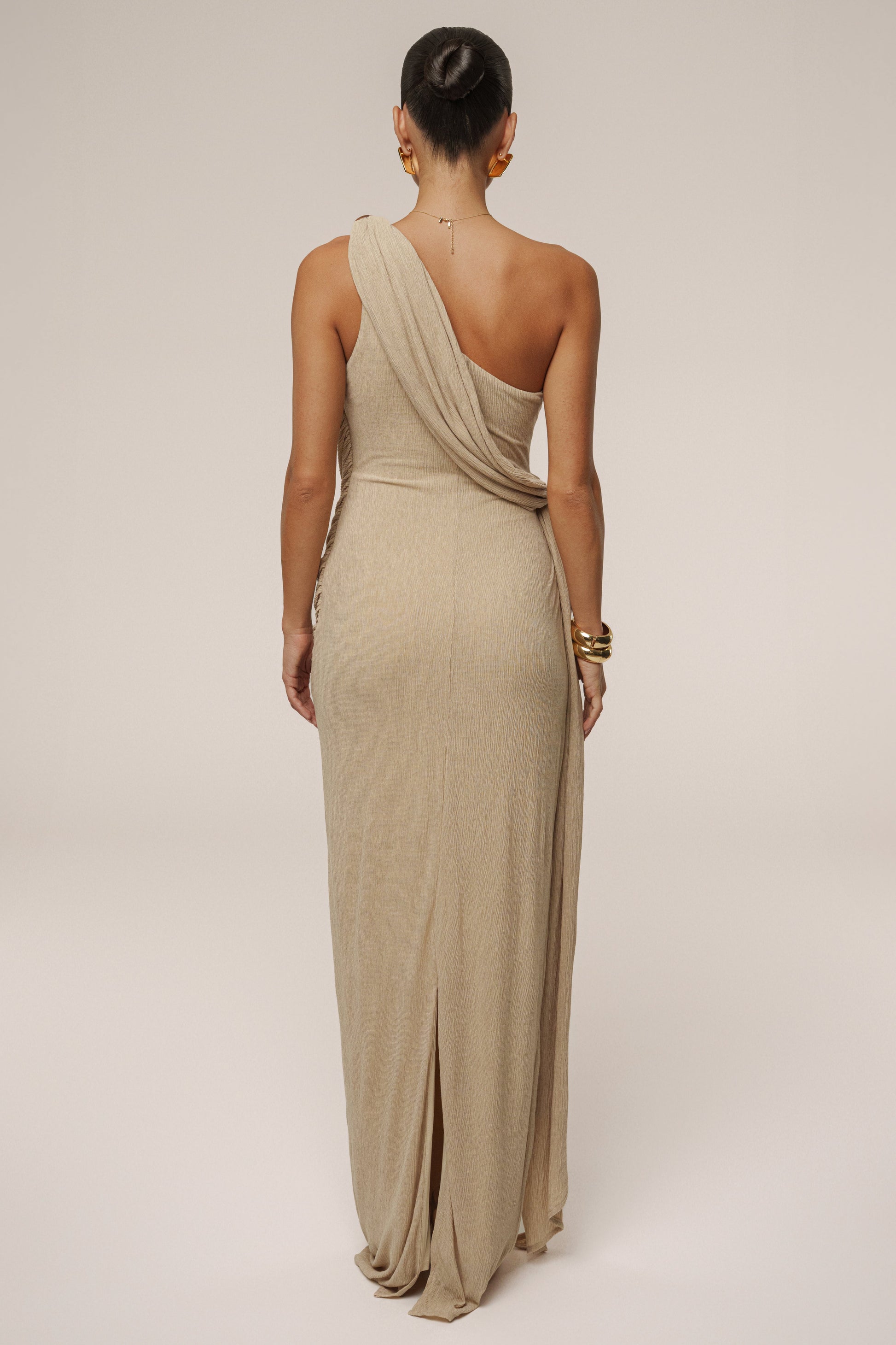 Beige Rich Mocha Wrap Dress JLUXLABEL