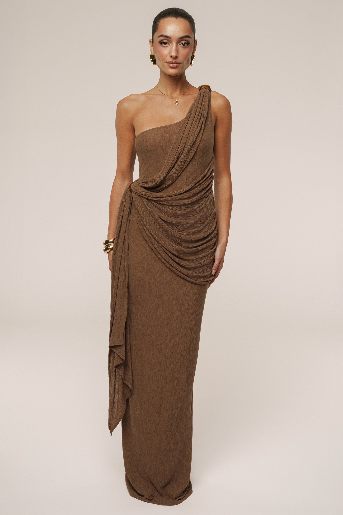 Brown Rich Mocha Wrap Dress JLUXLABEL