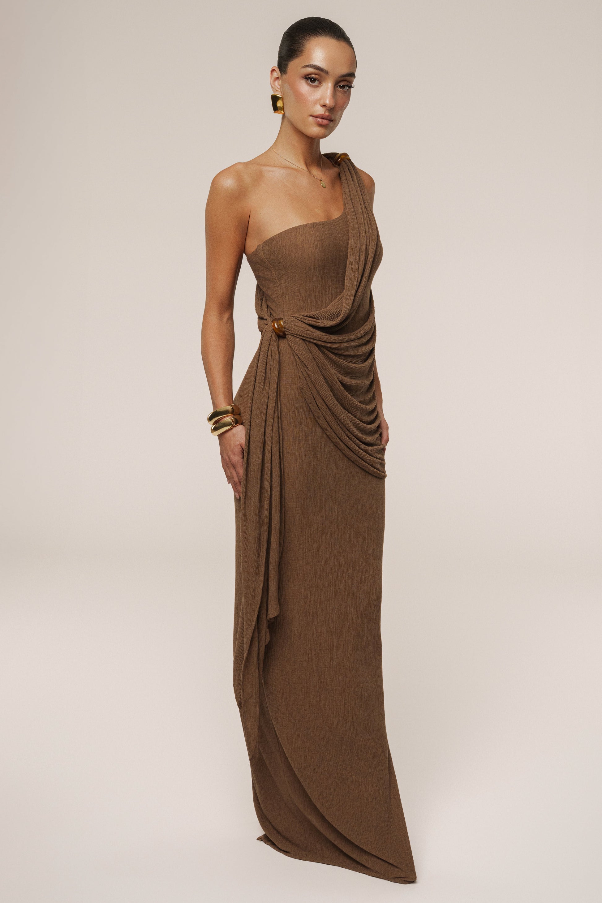 Brown Rich Mocha Wrap Dress JLUXLABEL