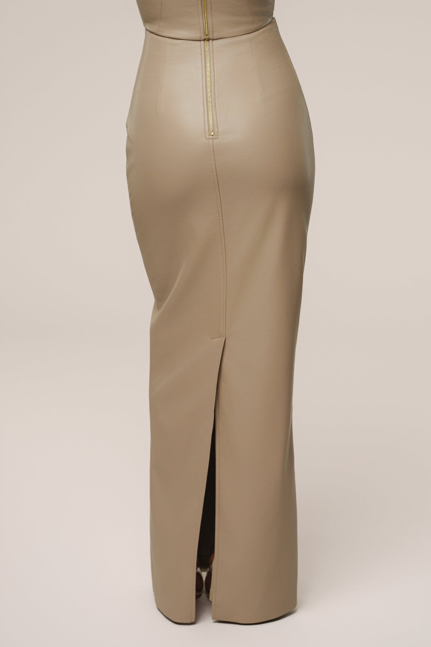 Tan Ace PU Leather Skirt JLUXLABEL