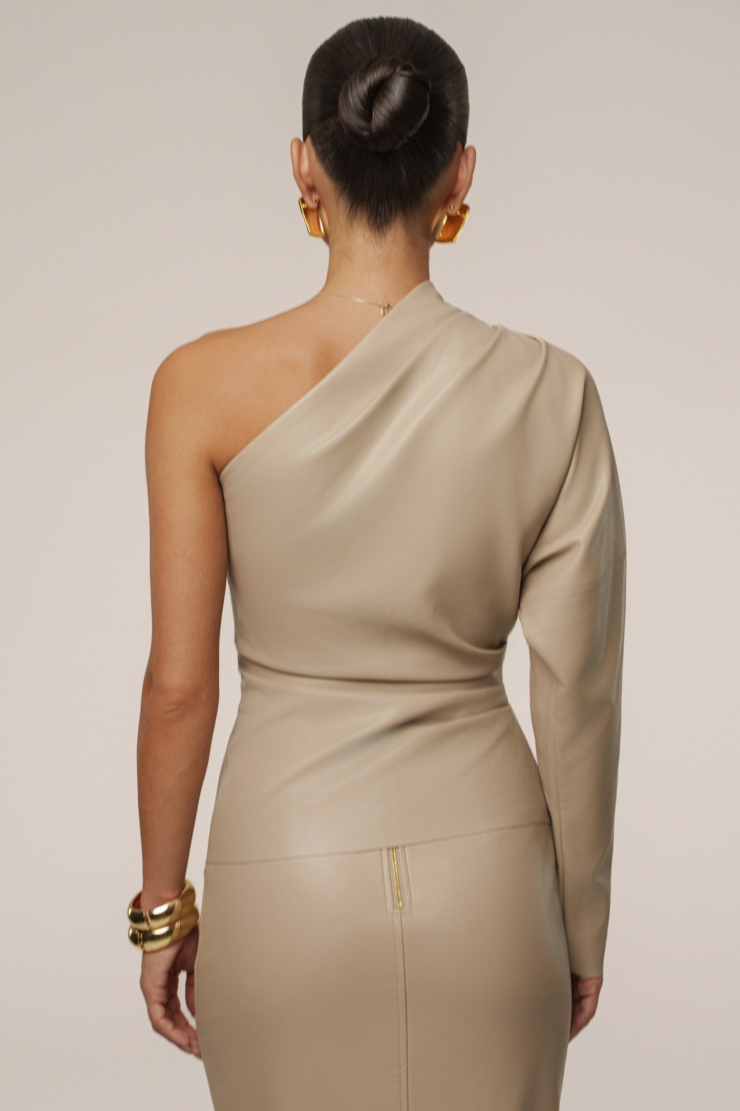 Tan Demi One Shoulder Top