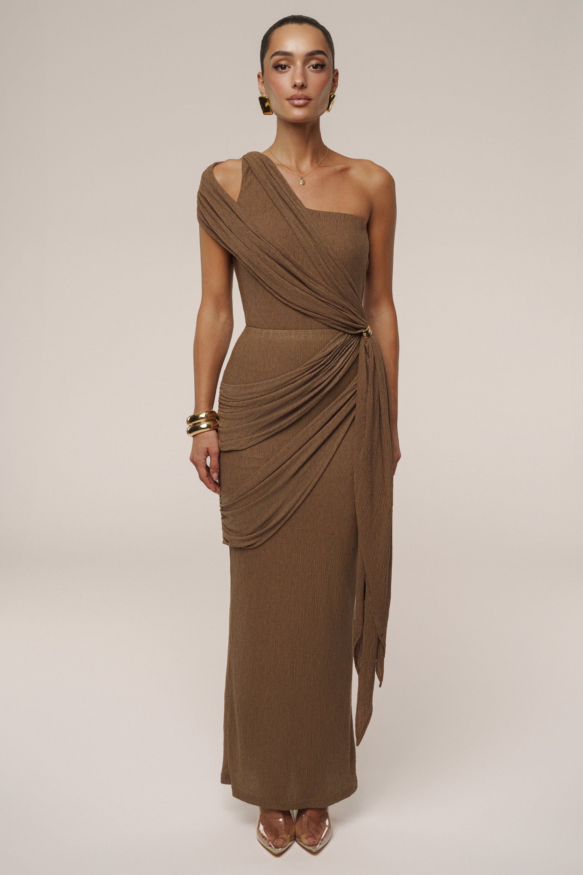 Chocolate Lovina Drape Bodysuit JLUXLABEL
