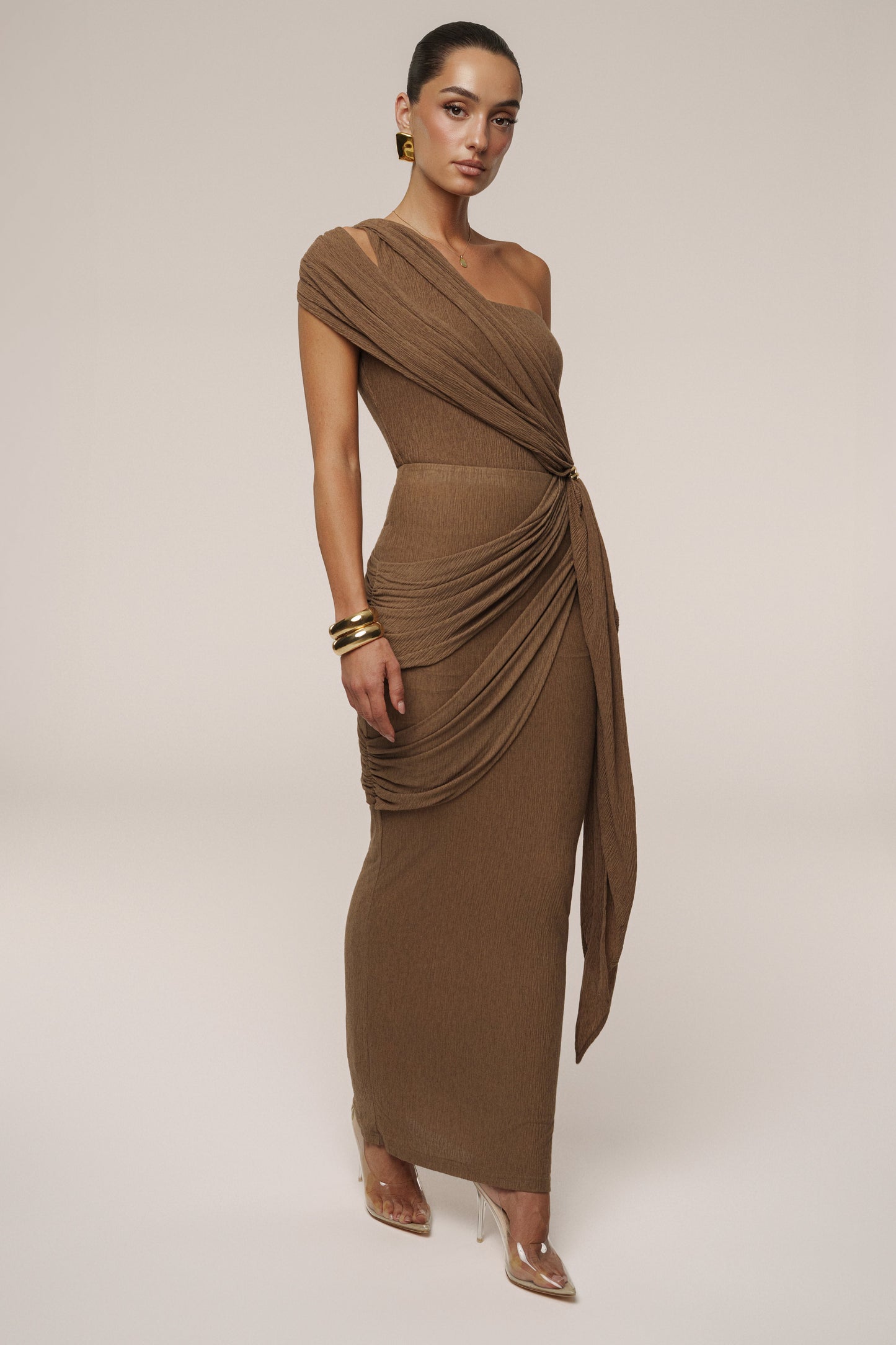 Chocolate Lovina Drape Bodysuit JLUXLABEL